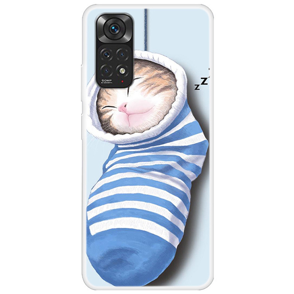 

Für Xiaomi Redmi-Anmerkung 11 4g (Qualcomm) / Anmerkung 11s 4G-Musterdruck Slim Case Anti-Drop-Schutz-TPU-Telefonabdeckung - Socken Und Katze, Xiaomi Redmi Note 11 4G (Qualcomm)