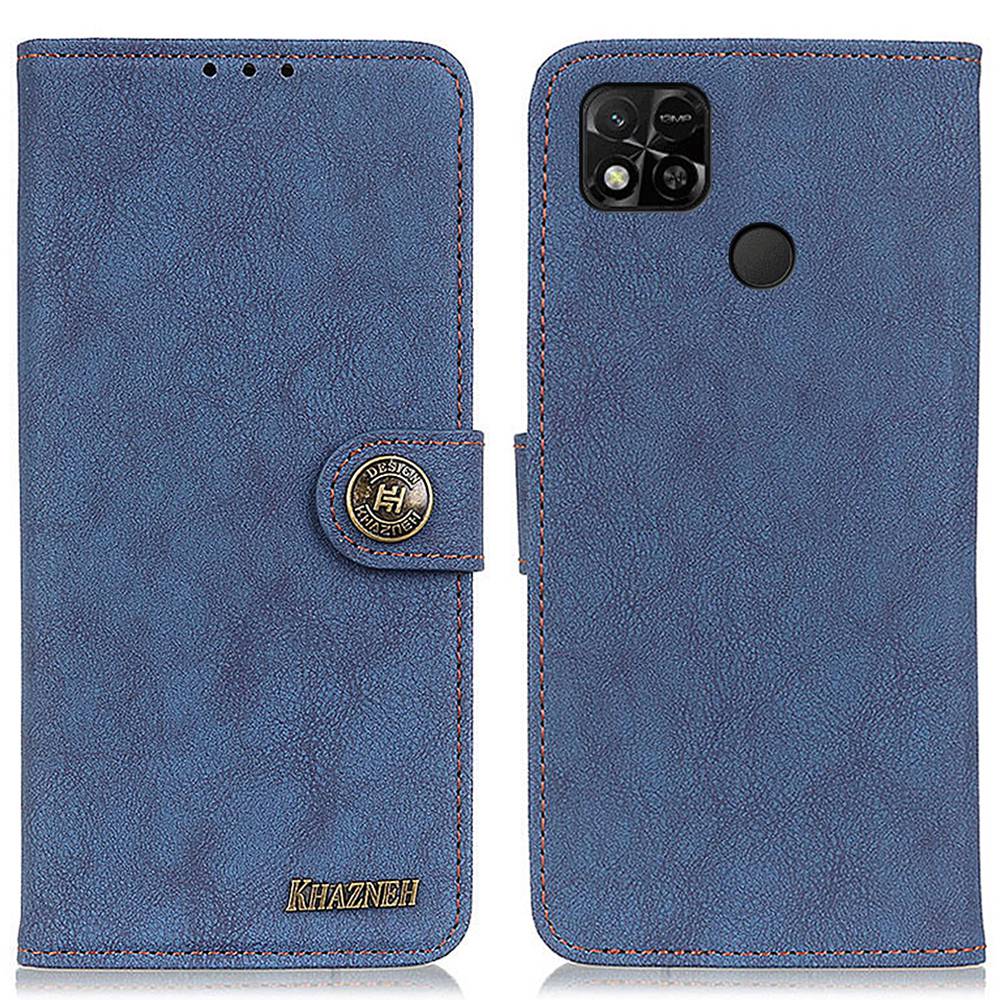 

Khazhen Für Xiaomi Redmi 10A Stitching Line Phone Hülle Retro Strukturierte Brieftaschenstil Splitige Lederschutzabdeckung Mit Ständer - Blau, Xiaomi Redmi 10A