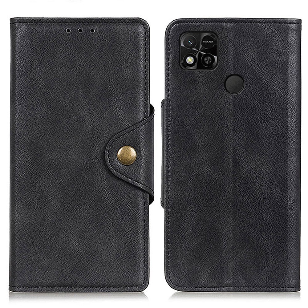 

Messingmagnetschnalle-verschlussschale Für Xiaomi Redmi 10A, PU Leder Anti-drop Gutgeschütztes Brieftaschenstand Gehäuse - Schwarz, Xiaomi Redmi 10A