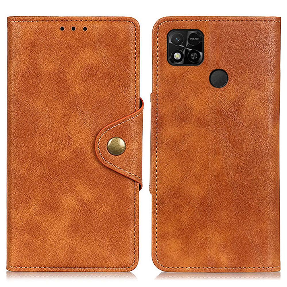 

Messingmagnetschnalle-verschlussschale Für Xiaomi Redmi 10A, PU Leder Anti-drop Gutgeschütztes Brieftaschenstand Gehäuse - Braun, Xiaomi Redmi 10A