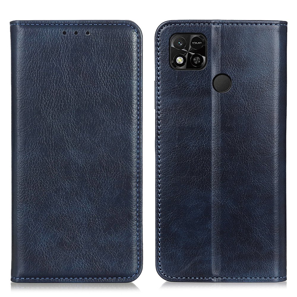 

Split Leder Auto Absorbiert Hülle Für Xiaomi Redmi 10a, Stand Wallet Funktion Litchi Texture Handy Shell - Blau, Xiaomi Redmi 10A
