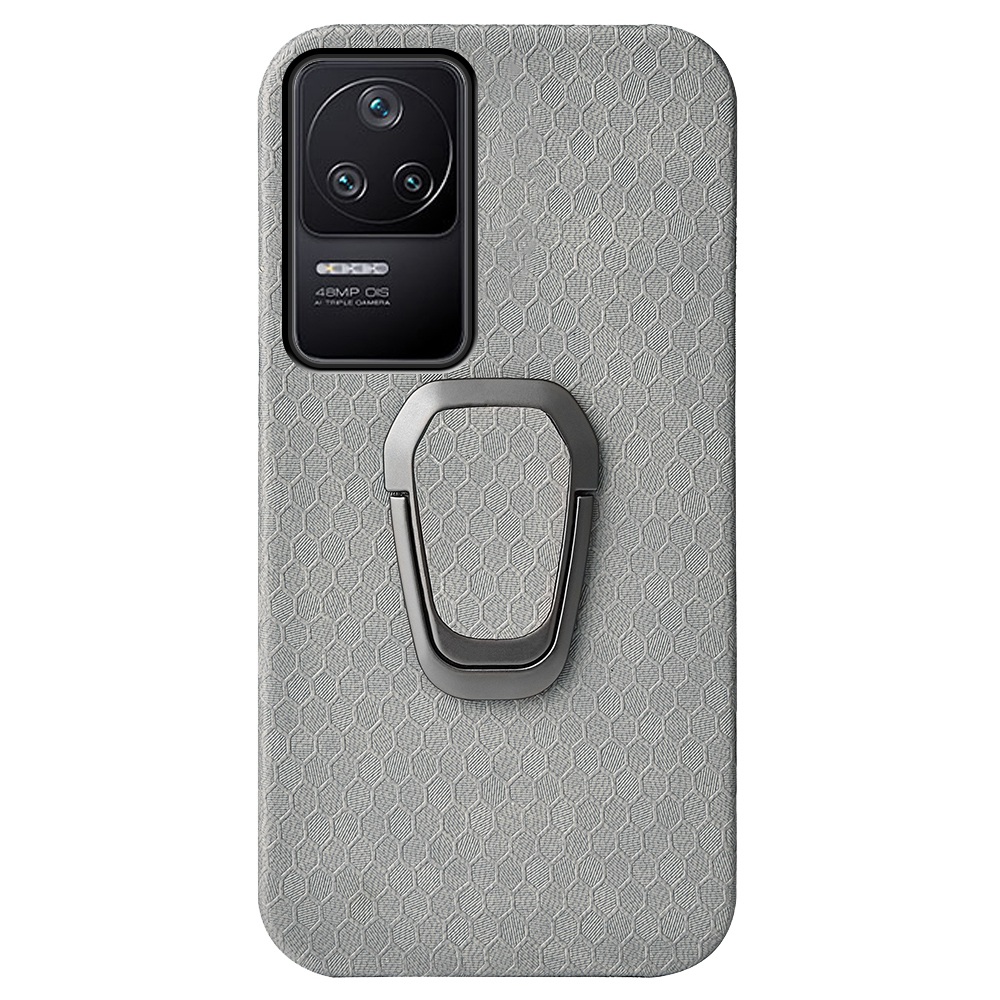 

Ringkickstand Hard Phone Case Für Xiaomi Poco F4 5G / Redmi K40S 5G, Waben Textur PU Lederbeschichtete PC -schutzhülle - Grau, Xiaomi Redmi K40S 5G