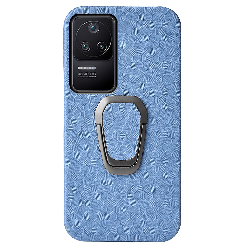 

Ringkickstand Hard Phone Case Für Xiaomi Poco F4 5G / Redmi K40S 5G, Waben Textur PU Lederbeschichtete PC -schutzhülle - Baby Blau, Xiaomi Redmi K40S 5G