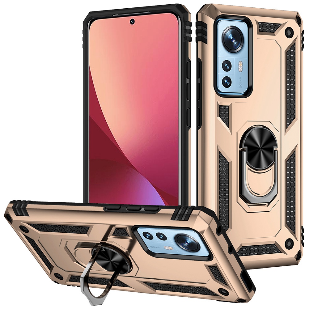 

Für Xiaomi 12 Pro 5g/12s Pro 5G/12 Pro (abmessung) 5g-telefonhülle Mit Rotierbarem Ring-kickstand, Impact-resistant Hard PC Soft Tpu-schutzabdeckung - Gold, Xiaomi 12 Pro 5G