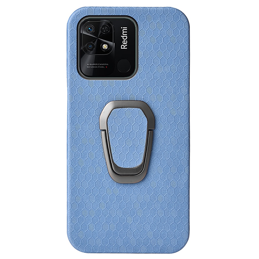 

Für Xiaomi Redmi 10C 4G Waben Texturring Kickstand PU Lederbeschichtete Pc-abdeckung Anti-drop-telefon Shell - Baby Blau, Xiaomi Redmi 10C 4G
