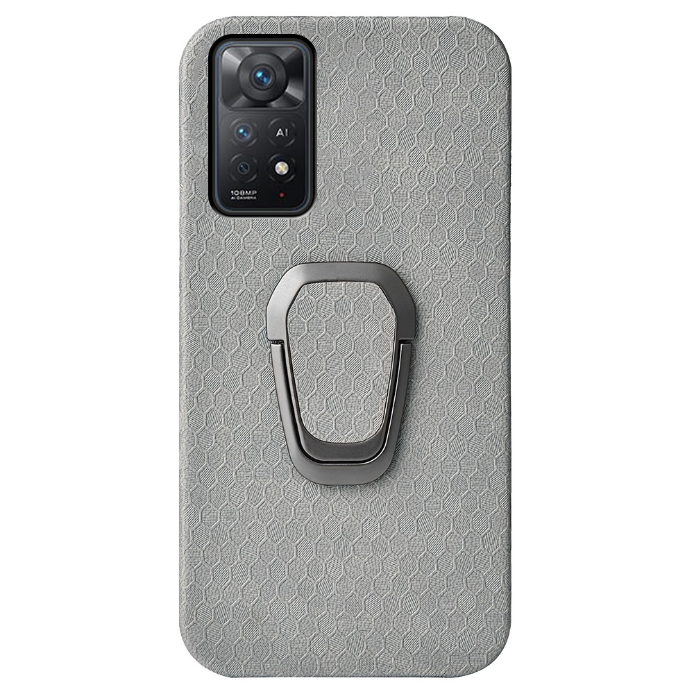 

Für Xiaomi Redmi Note 11 Pro 5G (Qualcomm)/Note 11 Pro 4G (MediaTek) Wabe Textur PU Lederbeschichtung Inner PC Phone Case Kickstand Cover - Grau, Xiaomi Redmi Note 11 Pro 5G (Qualcomm)