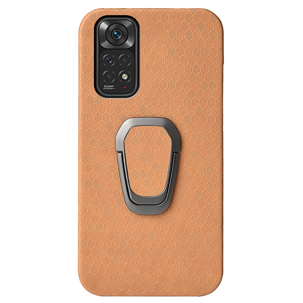 

Für Xiaomi Redmi Note 11 4G (Qualcomm) Wabe Textur PU Leder + PC Schutzphase Mit Kickstand - Orange, Xiaomi Redmi Note 11 4G (Qualcomm)