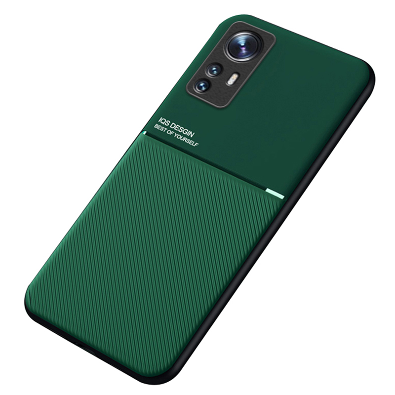 

Für Xiaomi 12/12x/12s 5G Autohalterung Metallblech Eingeprägter Telefonhülle PU Leder + TPU Schockdcover - Grün, Xiaomi 12 5G