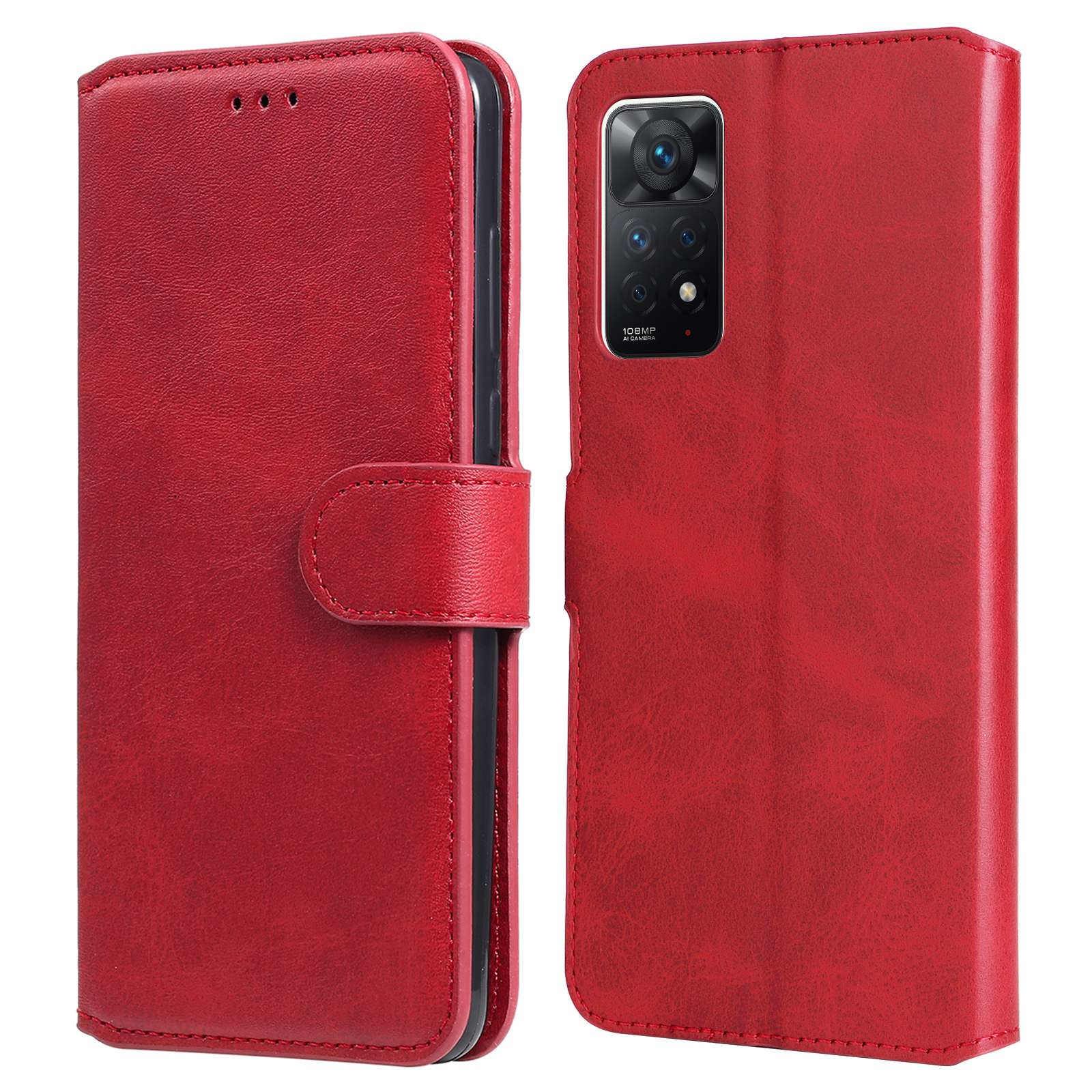 

Für Xiaomi Redmi Note 11 Pro 5G (Qualcomm)/Note 11 Pro 4G (MediaTek)/Note 11E Pro 5G PU Leder Brieftaschenabdeckung Verstellbarer Stand Telefonkoffer - Rot, Xiaomi Redmi Note 11 Pro 5G (Qualcomm)