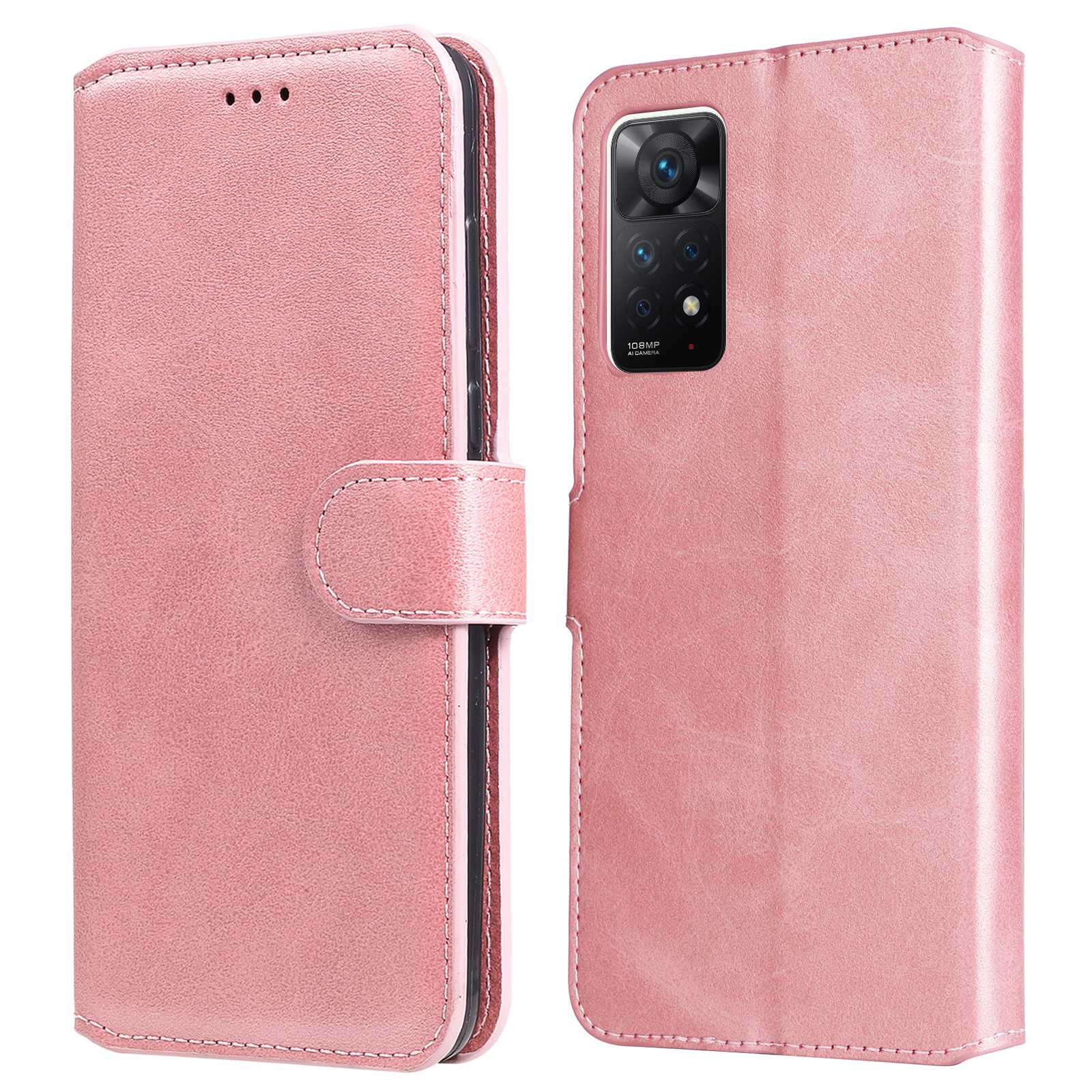 

Für Xiaomi Redmi Note 11 Pro 5G (Qualcomm)/Note 11 Pro 4G (MediaTek)/Note 11E Pro 5G PU Leder Brieftaschenabdeckung Verstellbarer Stand Telefonkoffer - Roségold, Xiaomi Redmi Note 11 Pro 5G (Qualcomm)