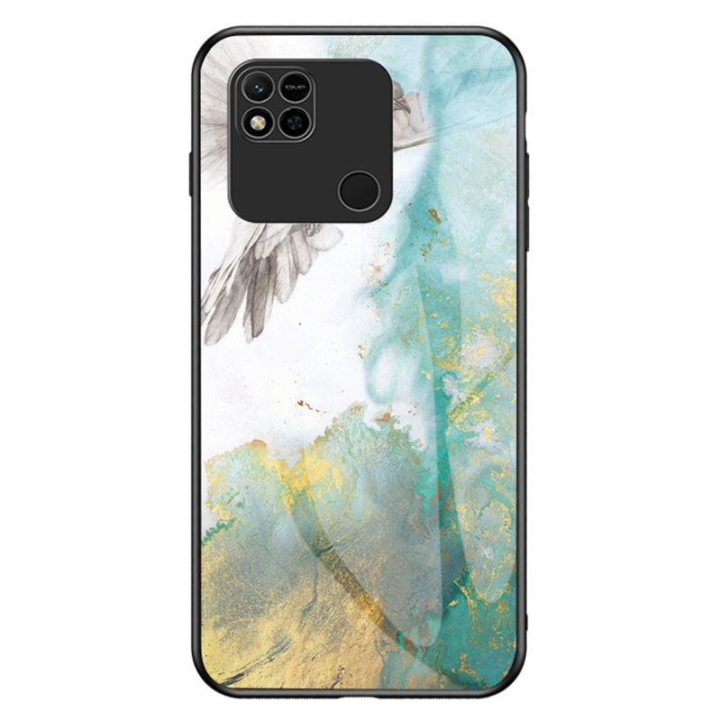

Für Xiaomi Redmi 10A Temperiertes Glas + PC + TPU -telefonhülle Marmormuster Schutzabdeckung - Fliegender Taube Marmor, Xiaomi Redmi 10A
