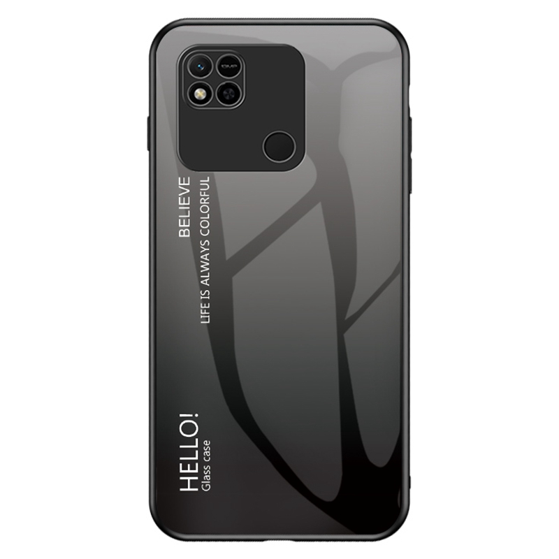 

Für Xiaomi Redmi 10A Gradientenfarbe Temperierte Glas Hülle Hartpc Soft TPU Rahmen Kratzfeste Abdeckungsschale - Gradientenschwarzgrau, Xiaomi Redmi 10A
