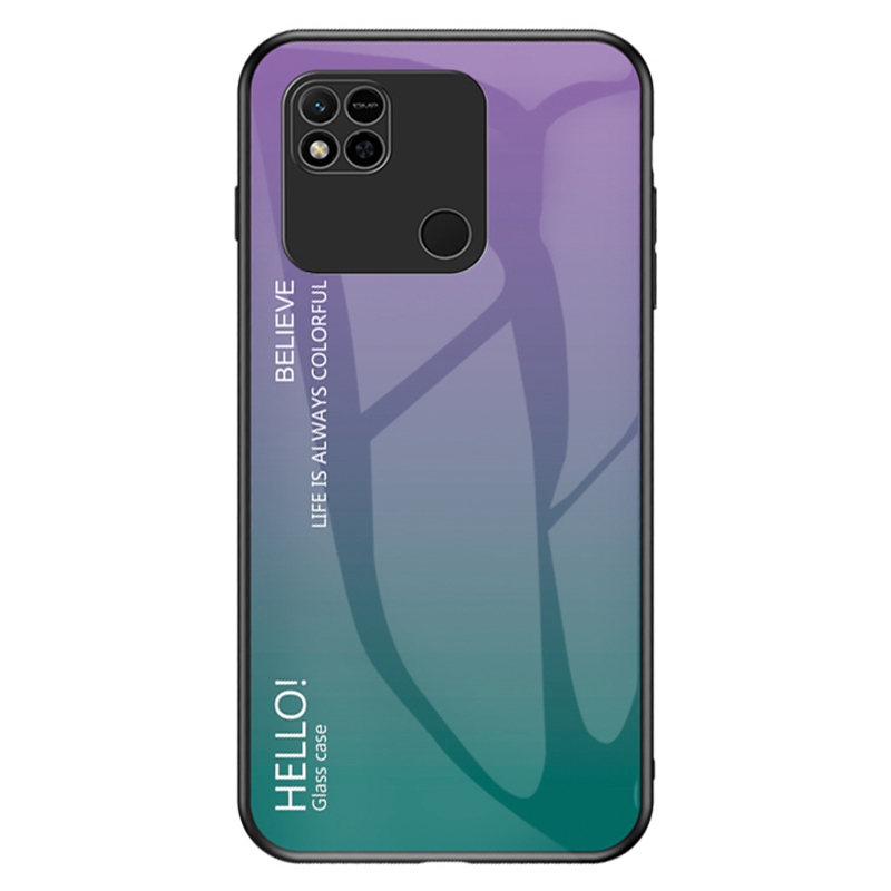 

Für Xiaomi Redmi 10A Gradientenfarbe Temperierte Glas Hülle Hartpc Soft TPU Rahmen Kratzfeste Abdeckungsschale - Gradientenviolett, Xiaomi Redmi 10A