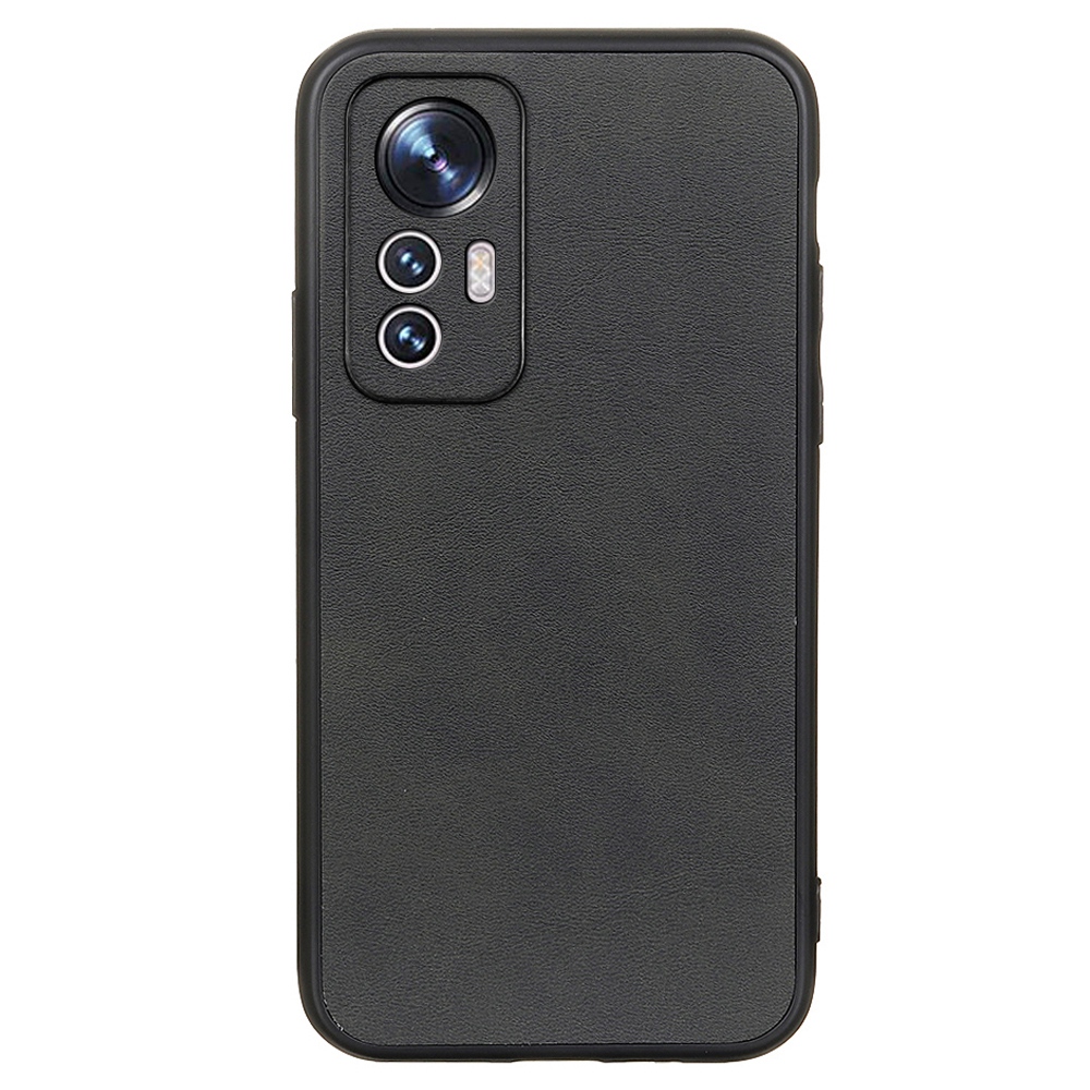 

Für Xiaomi 12 Lite Strukturierte PU -leder -beschichtete TPU + PC -telefonabdeckung Scratch Proof Protective Case - Schwarz, Xiaomi 12 Lite 5G