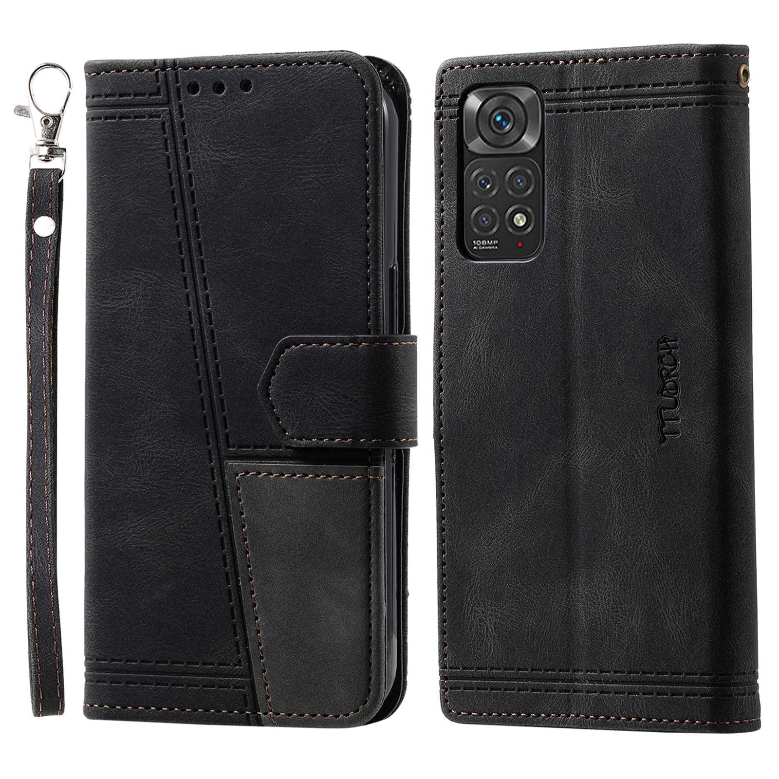 

Ttudrch Für Xiaomi Redmi Note 11 4G (Qualcomm)/Note 11s 4G 004 Spleißen Hauttouch RFID Blockierende Lederhülle Mobiltelefone Brieftasche Shell Shell - Schwarz, Xiaomi Redmi Note 11 4G (Qualcomm)