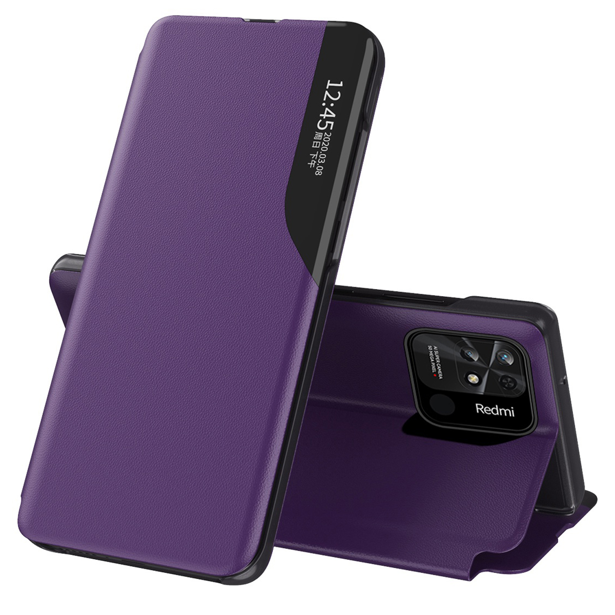 

Für Xiaomi Redmi 10C Verstellbares Stand-view-fenster Pu-lederfall Gut Geschütztes Handyabdeckung - Violett, Xiaomi Redmi 10C 4G