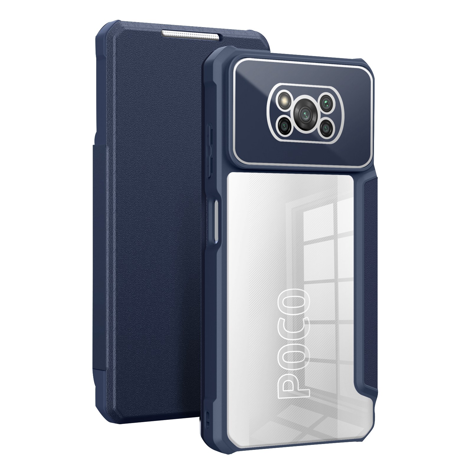 

Für Xiaomi Poco X3/poco X3 Pro/poco X3 NFC Business Style Stand Shell PU Leder+tpu+pc-hülle Magnetische Autoschließung Telefonabdeckung Mit Kartensteckplatz - Blau, Xiaomi Poco X3
