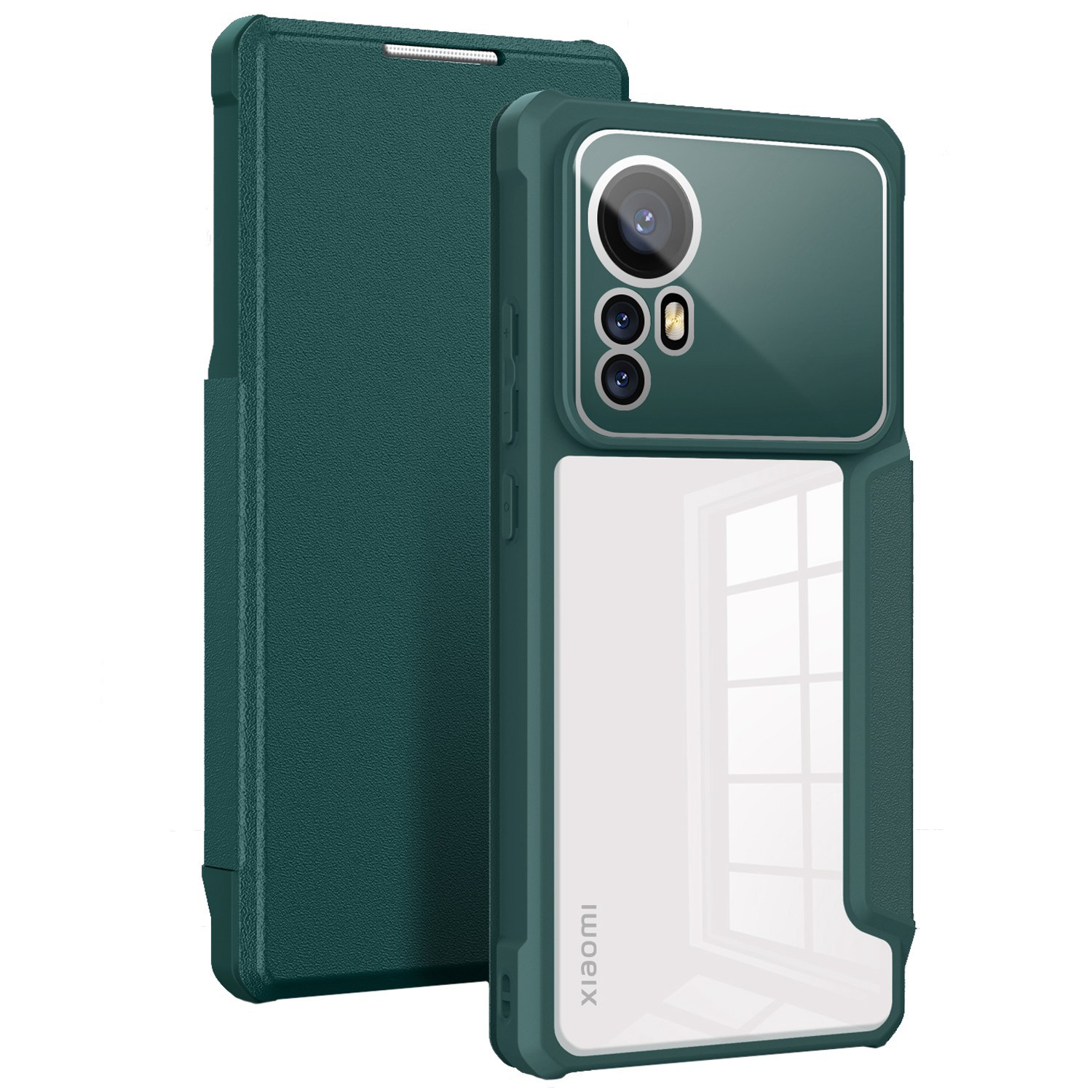 

Für Xiaomi 12 Pro 5g/12s Pro 5G/12 Pro (abmessung) 5G Business PU Leder+tpu+pc -kartenhalter Deckungsabdeckungsständer Magnetic Absorption Case Protektor - Grün, Xiaomi 12 Pro 5G