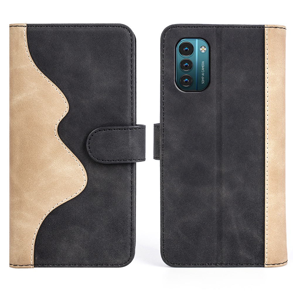 

Für Nokia G11/G21 Folio Flip Magnet Closes Case Stand Wallet Function Spleißdesign Leder Telefonschale - Schwarz, Nokia G21 4G