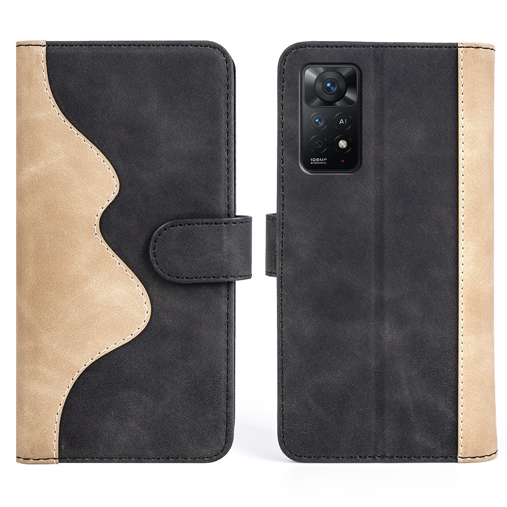 

Für Xiaomi Redmi Note 11 Pro 5G (Qualcomm)/Note 11 Pro 4G (MediaTek) Spleißdesign Telefonschutz Leder -Brieftasche Flip Telefonhülle - Schwarz, Xiaomi Redmi Note 11 Pro 5G (Qualcomm)