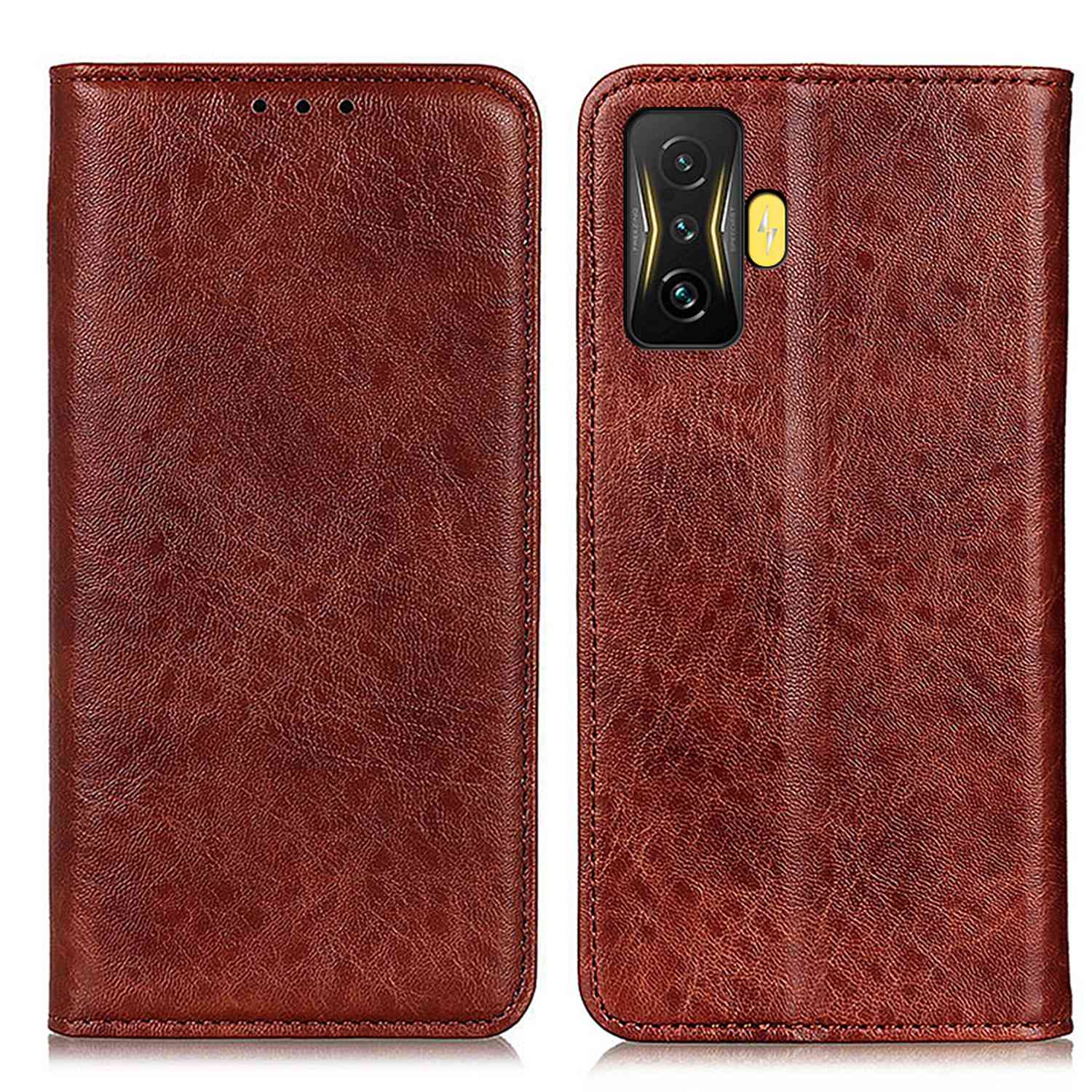 

Für Xiaomi Poco F4 GT 5G Auto-absorbierte Magnetische PU Leder-telefonhülle Crazy Horse Textur Faltbares Stand Wallet Wallet Cover - Braun, Xiaomi Poco F4 GT
