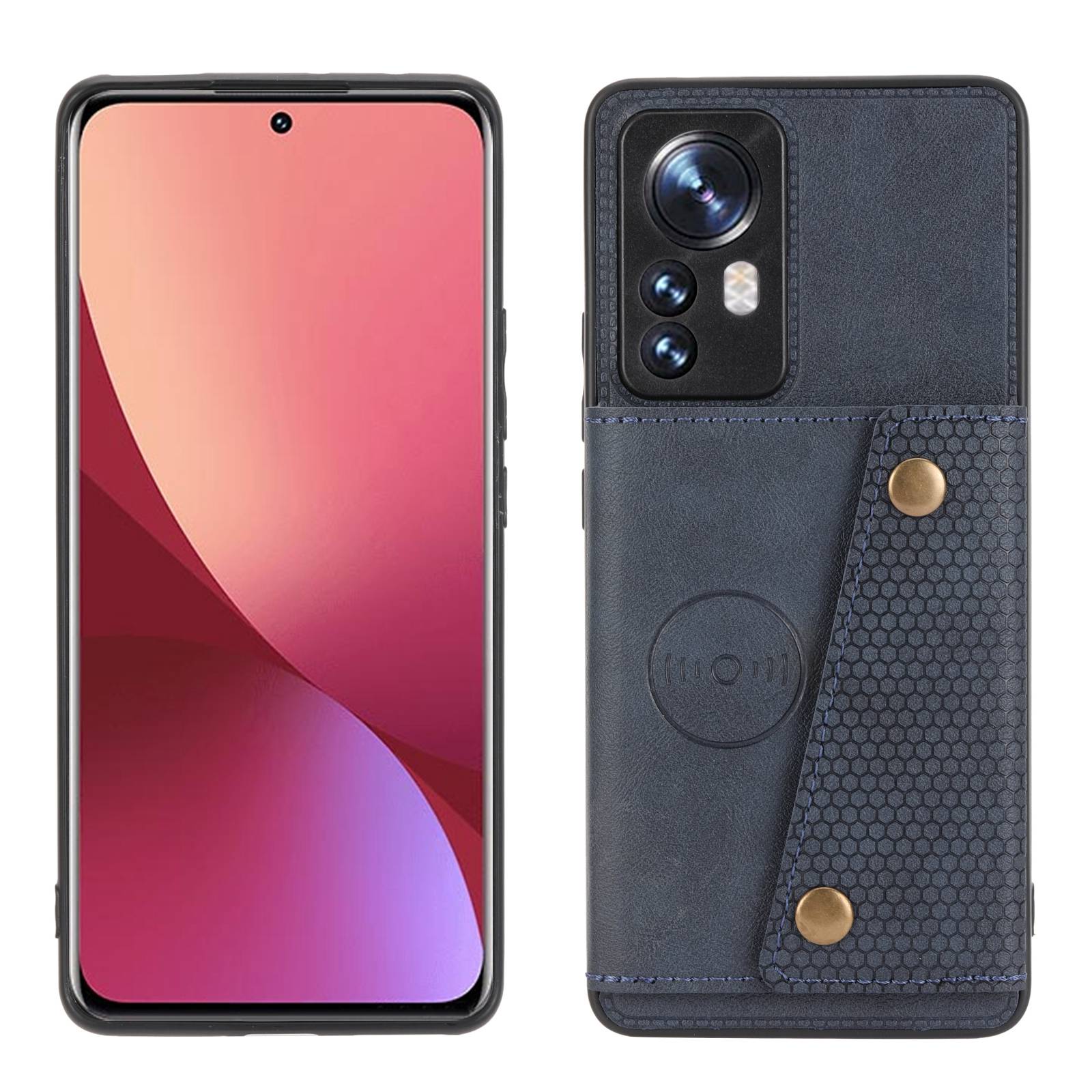 

Für Xiaomi 12 Pro 5g/12s Pro 5G/12 Pro (abmessung) 5G Kratzfeste Kickstand Slots Design PU Lederbeschichtete Tpu-mobiltelefonhülle Mit Integriertem Metallblatt - Blau, Xiaomi 12 Pro 5G