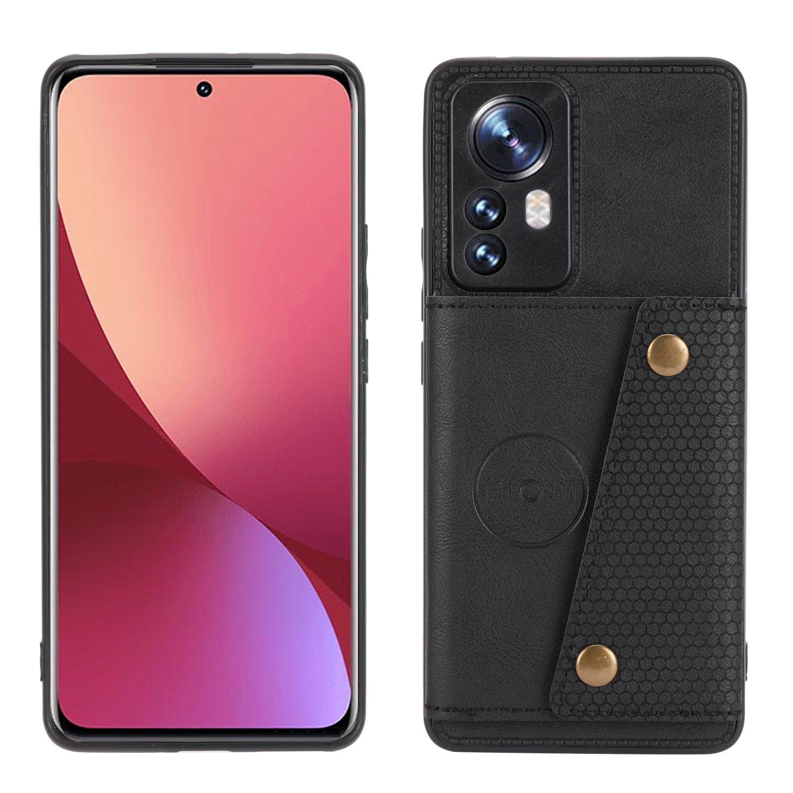 

Für Xiaomi 12 Pro 5g/12s Pro 5G/12 Pro (abmessung) 5G Kratzfeste Kickstand Slots Design PU Lederbeschichtete Tpu-mobiltelefonhülle Mit Integriertem Metallblatt - Schwarz, Xiaomi 12 Pro 5G