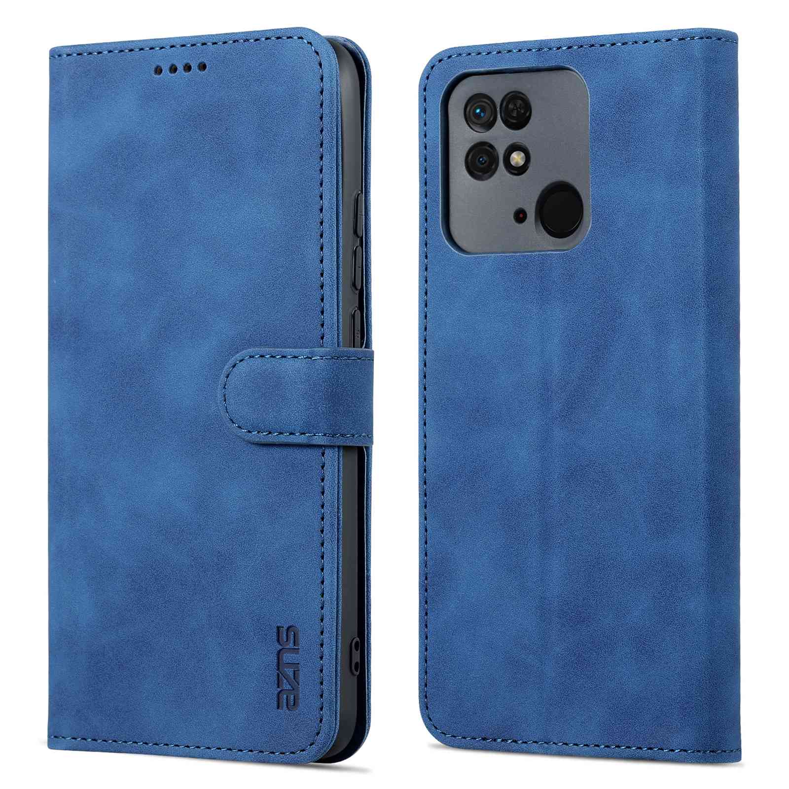 

Azns Für Xiaomi Redmi 10c PU Lederabdeckung TPU Inner Shell Wallet Stand Folio Flip Telefonabdeckung - Blau, Xiaomi Redmi 10C 4G