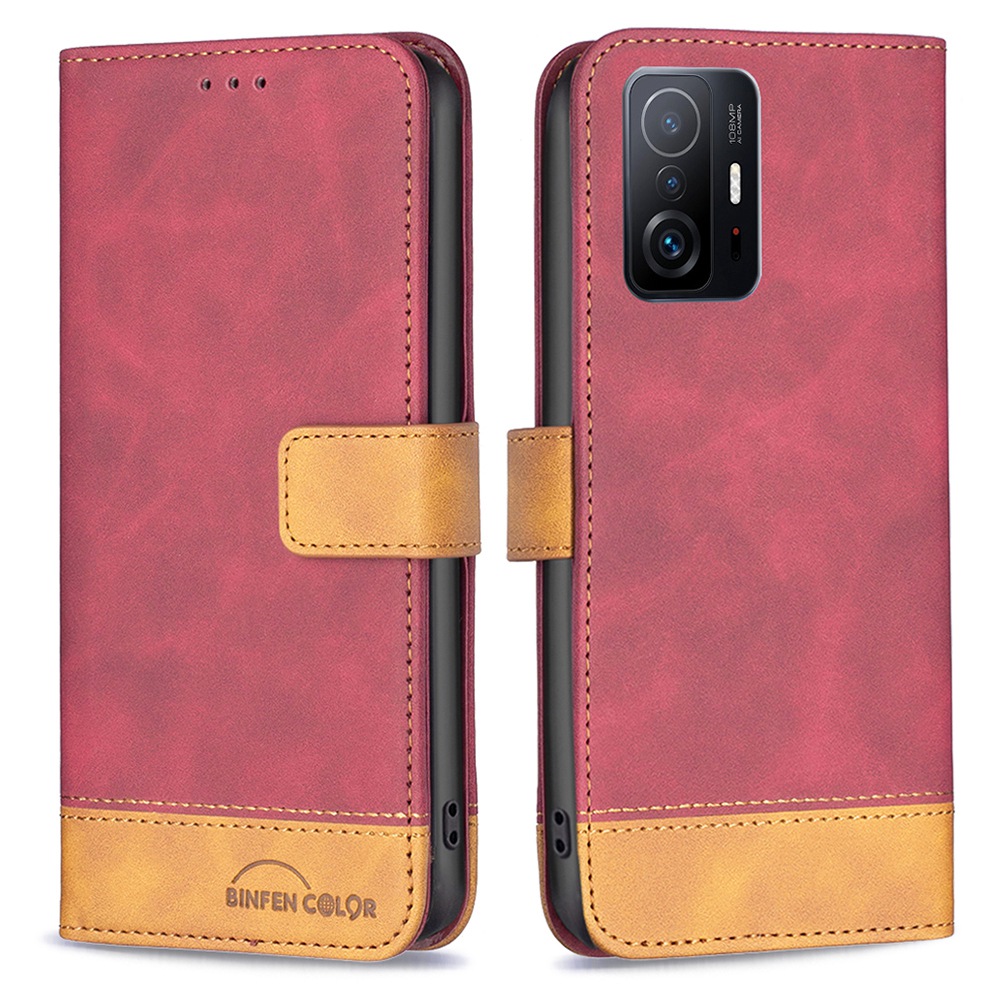 

Binfen Color BF Leder Hülle Serie-7 Für Xiaomi 11t/11t Pro Style 11 Spleißen PU Leder Verstellbar - Rot, Xiaomi 11T 5G