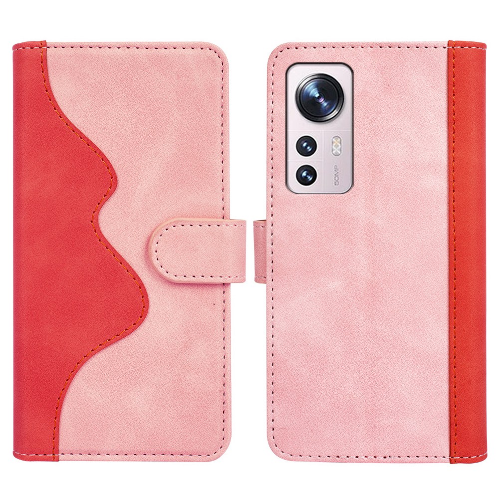 

Für Xiaomi 12 Lite Stylish Spleißdesign Anti-Drogen-Telefonabdeckung PU Leder + TPU Flip Stand Wallet Hülle - Rosa, Xiaomi 12 Lite 5G