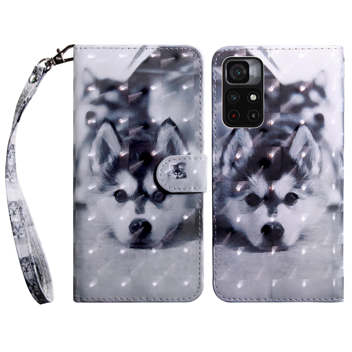 

Schutzhülle Für Xiaomi Poco M4 Pro 5G Schocksicheres Brieftaschenhülle Muster Druck PU Lederstand Cover - Hund, Xiaomi Poco M4 Pro 5G