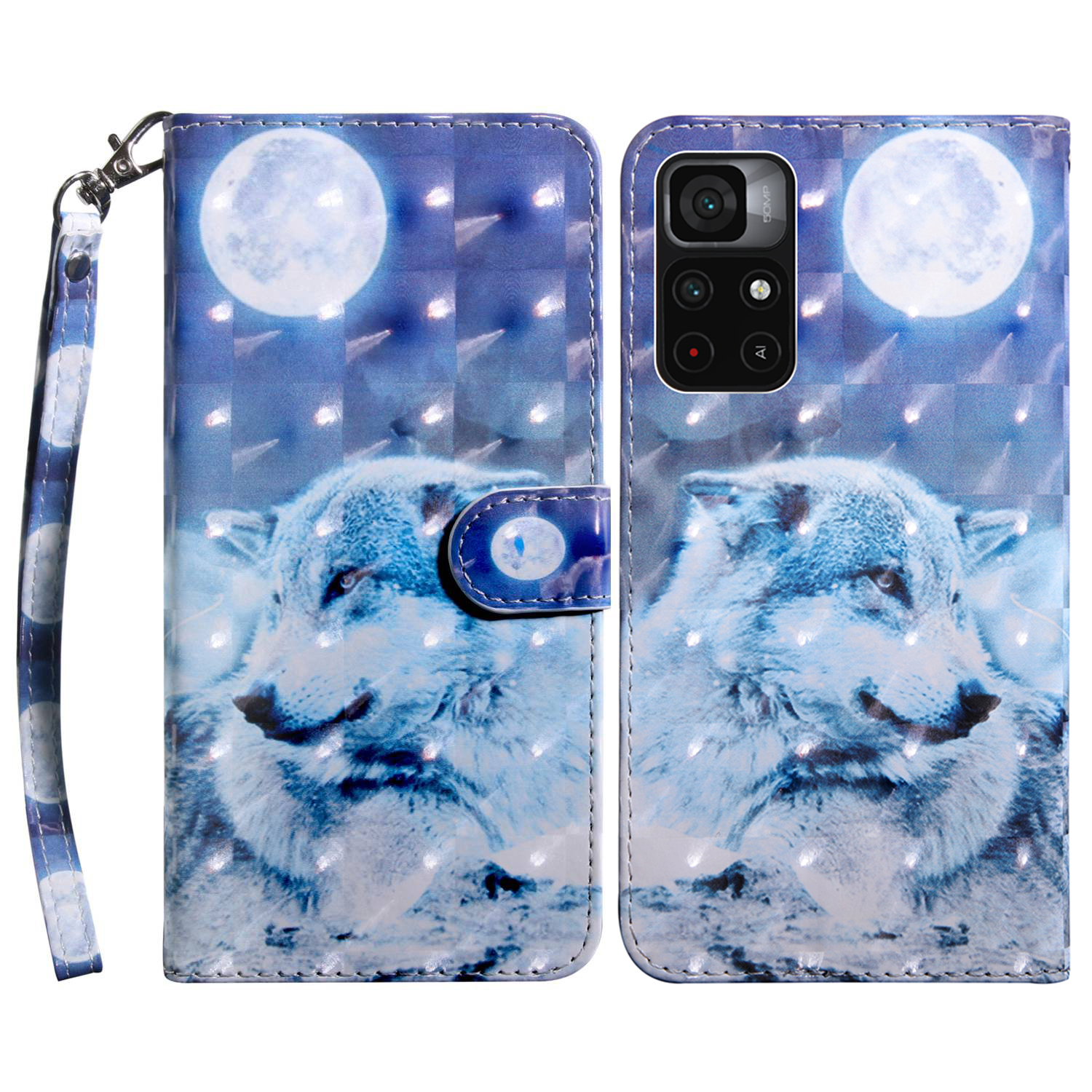 

Schutzhülle Für Xiaomi Poco M4 Pro 5G Schocksicheres Brieftaschenhülle Muster Druck PU Lederstand Cover - Schnee Und Wolf, Xiaomi Poco M4 Pro 5G
