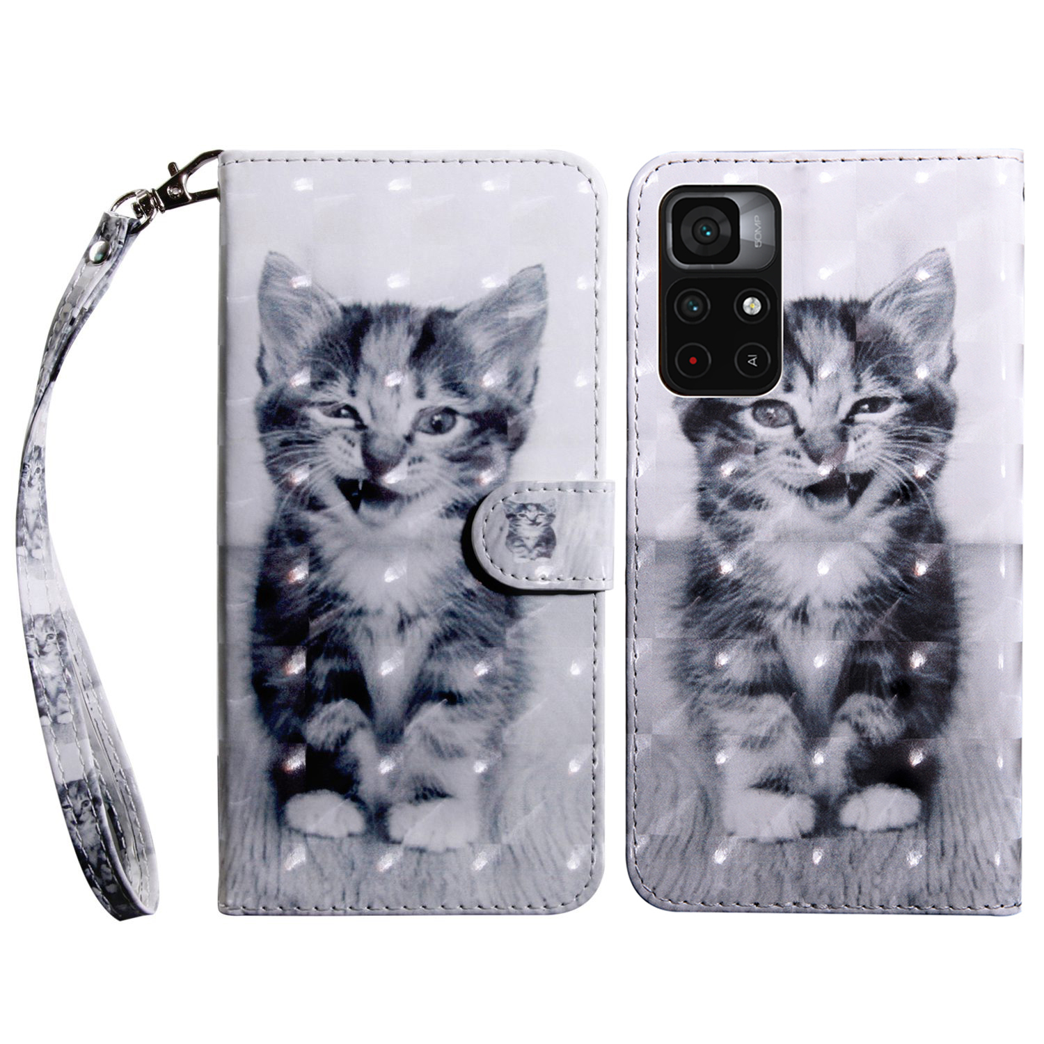 

Schutzhülle Für Xiaomi Poco M4 Pro 5G Schocksicheres Brieftaschenhülle Muster Druck PU Lederstand Cover - Katze, Xiaomi Poco M4 Pro 5G