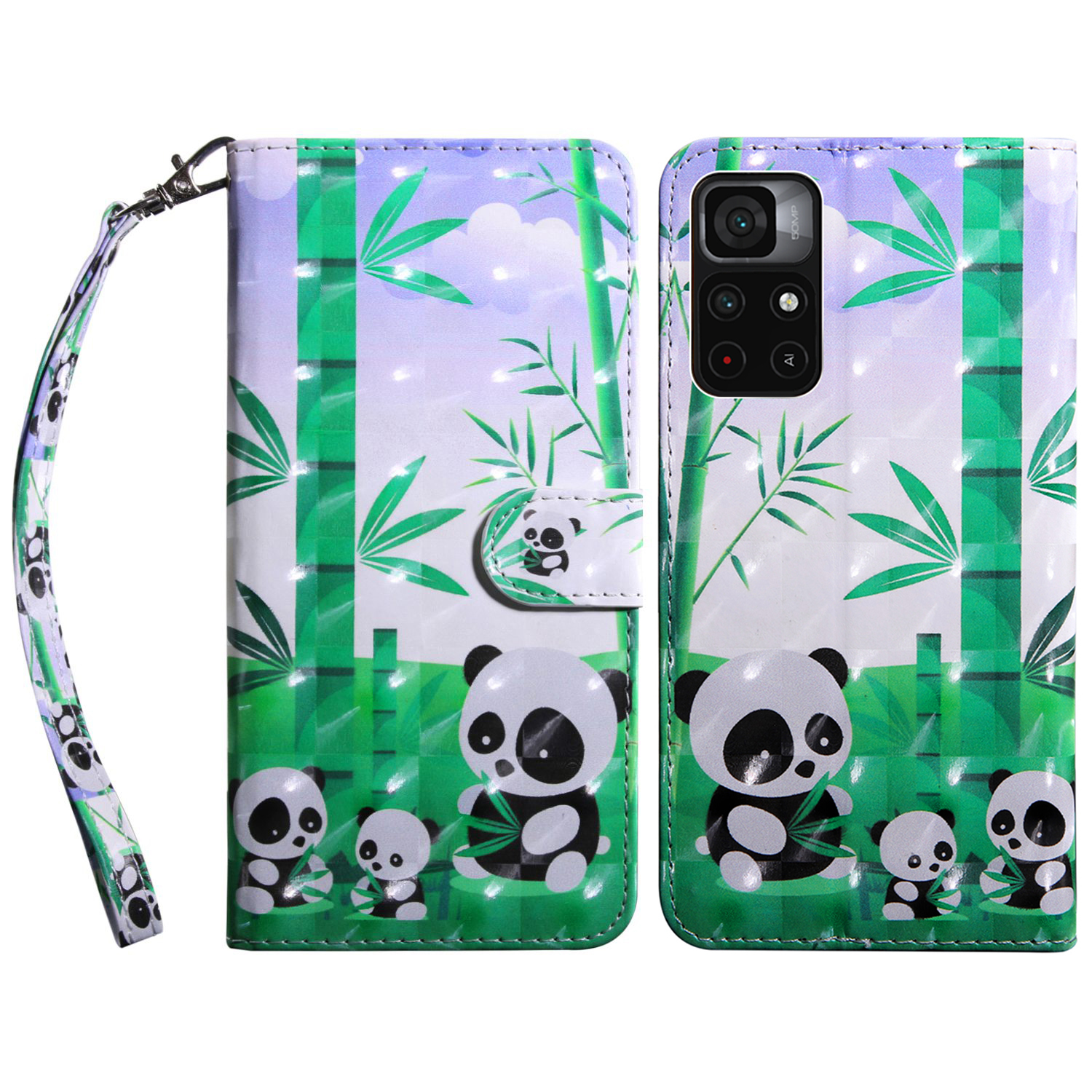

Schutzhülle Für Xiaomi Poco M4 Pro 5G Schocksicheres Brieftaschenhülle Muster Druck PU Lederstand Cover - Pandas, Xiaomi Poco M4 Pro 5G