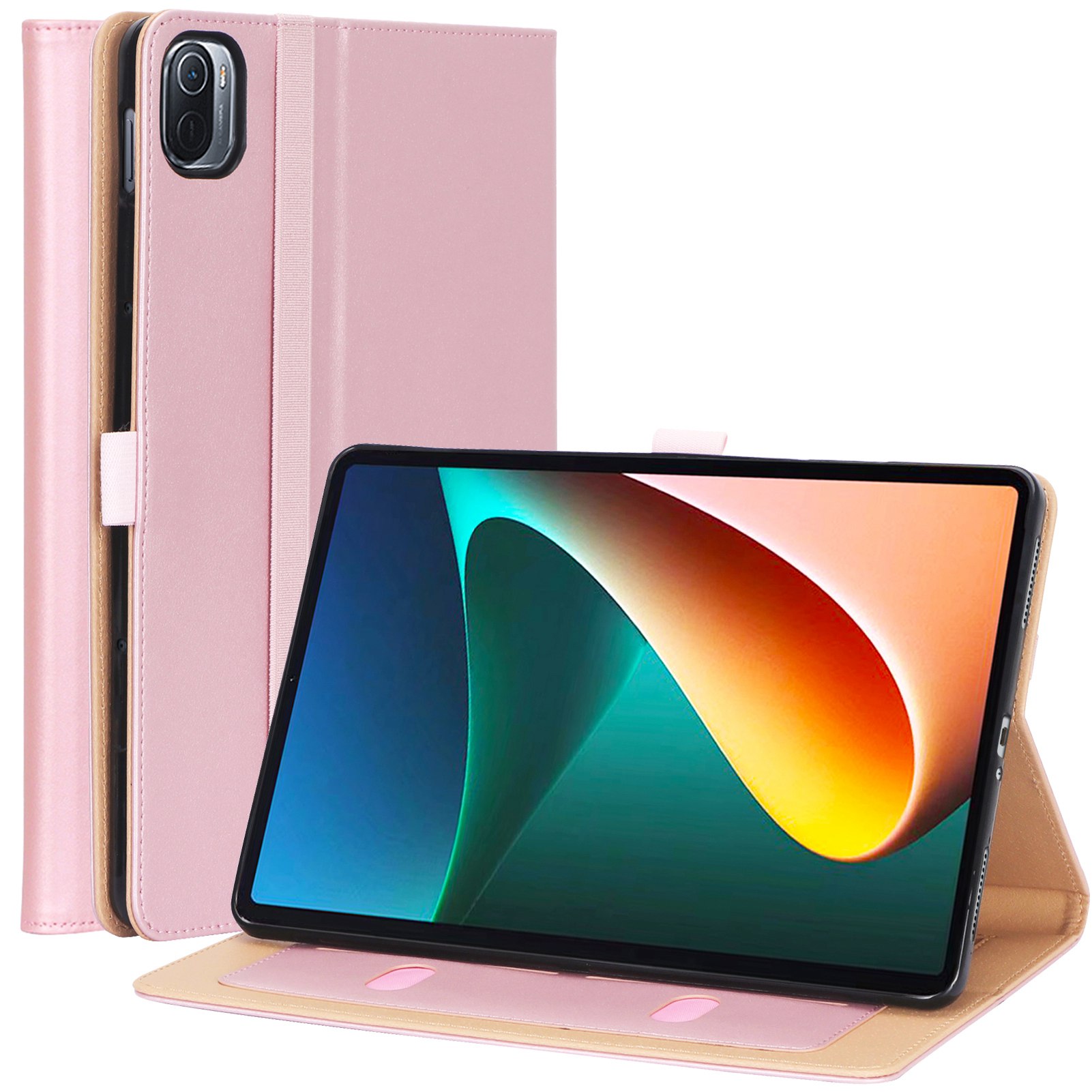

Für Xiaomi Pad 5/Pad 5 Pro Business Style PU Leder Tablet Hülle Handgurtschutzschutzabdeckung Mit Kartensteckplätzen - Roségold, Xiaomi Pad 5