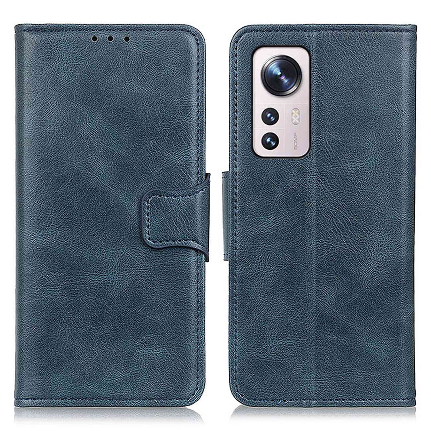 

Crazy Horse Texture Telefon Hülle Für Xiaomi 12 Lite, PU Lederabdeckung Innere TPU -hülle Wallet Stand Cover - Blau, Xiaomi 12 Lite 5G