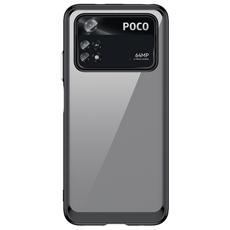 

Für Xiaomi Poco M4 Pro 4G Anti-drop Transparent Zurückkoffer Hybrid Acryl + Tpu-telefonabdeckung Mit Unabhängigen Tasten - Schwarz, Xiaomi Poco M4 Pro 4G