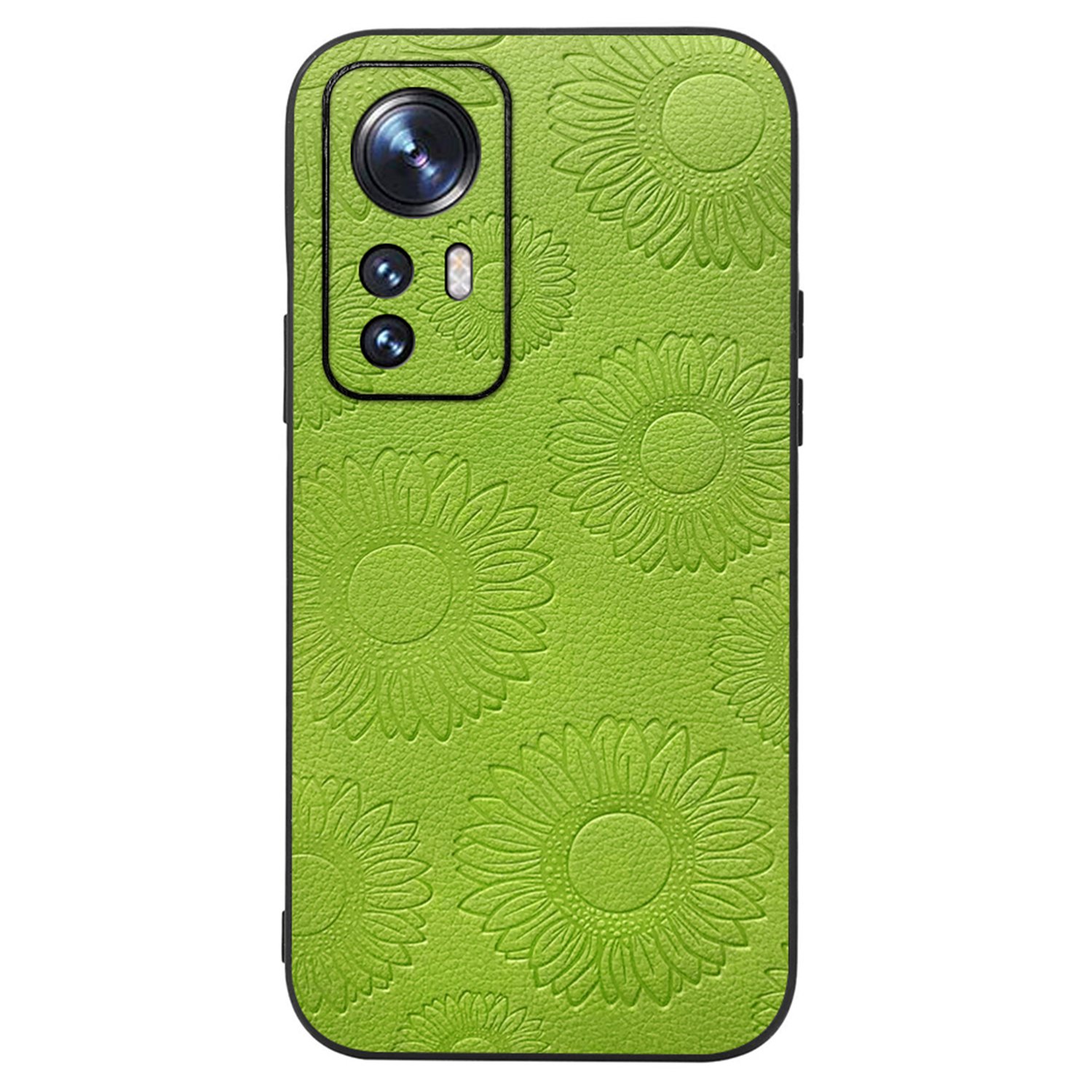

Für Xiaomi 12 5g/12x 5g/12s 5g-schutzhülle Sonnenblumenmuster Geprägtes Schocksicheres Anti-fall-pu-leder-pc-telefonabdeckungsschale im Vorausdruck. - Hellgrün, Xiaomi 12 5G