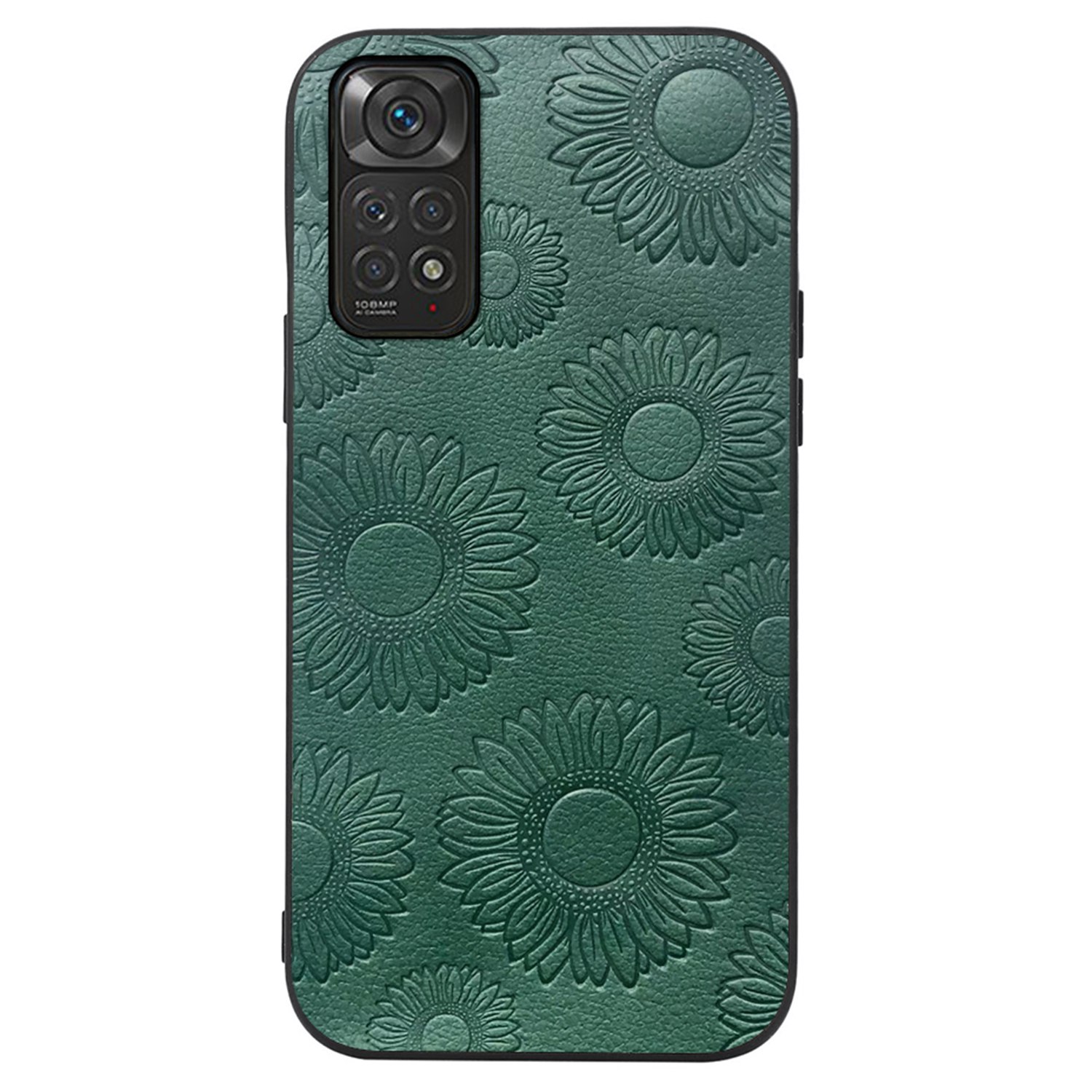 

Für Xiaomi Redmi Note 11 4G Stylish Phone Hülle Sonnenblumenmuster Eingeprägter Pu-leder-beschichtete TPU+PC Anti-scratch Phone Cover Schutzschale - Grün, Xiaomi Redmi Note 11 4G (Qualcomm)