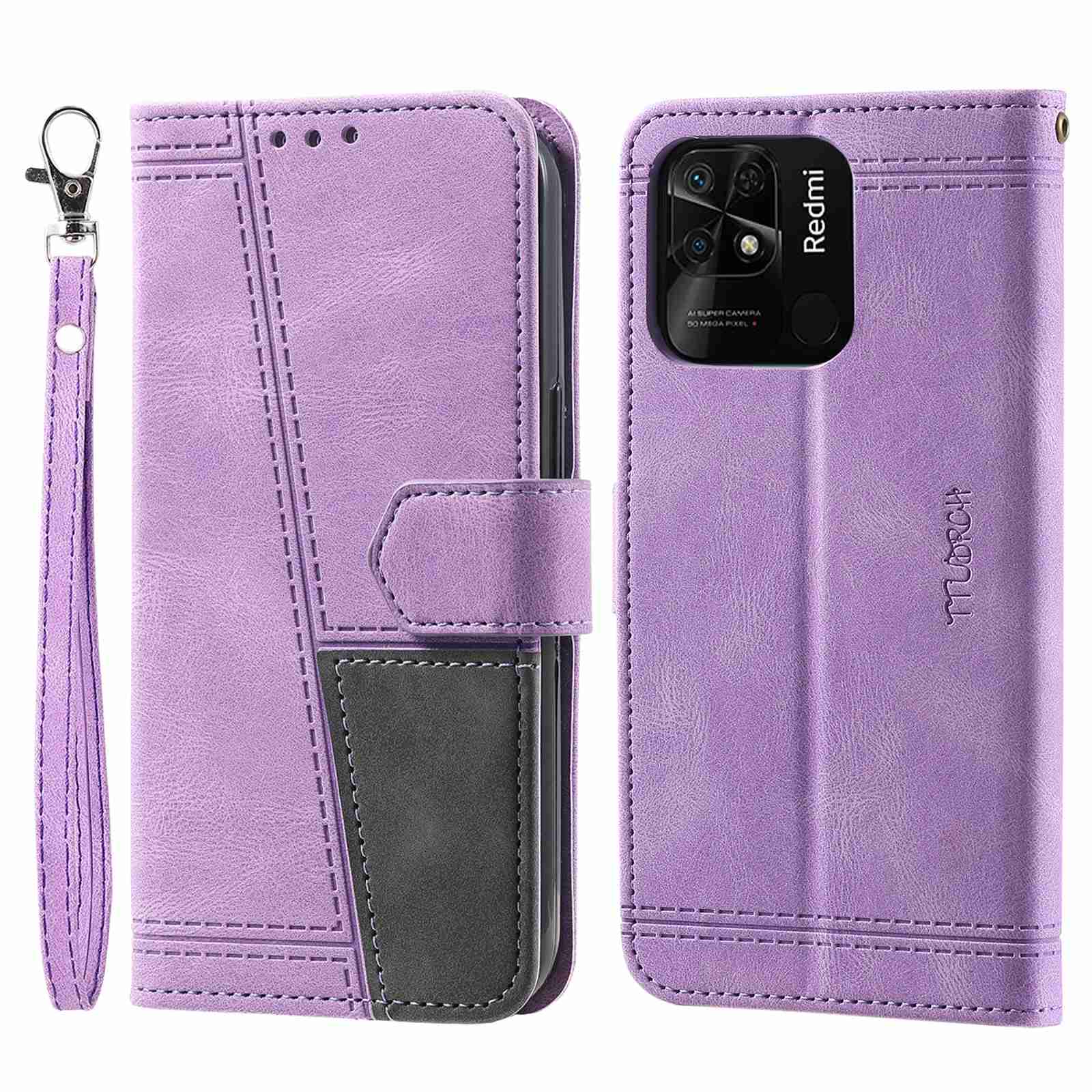 

Ttudrch Style 004 Spleißen Leder -telefonhülle Für Xiaomi Redmi 10c, Stand Wallet RFID Blockierende Handyabdeckung - Violett, Xiaomi Redmi 10C 4G