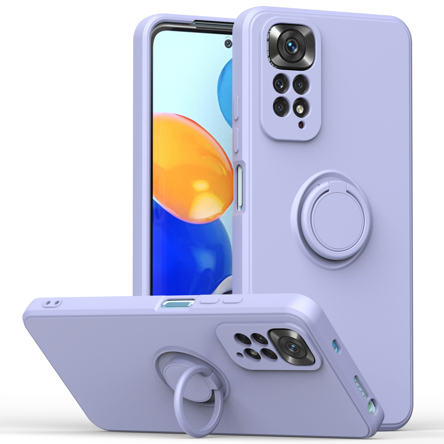 

Für Xiaomi Redmi Note 11 4G (Qualcomm)/Note 11s 4G Anti-Scratch-Telefonhülle Schockdopfer TPU-Deckungsring Kickstand Gummi - Violett, Xiaomi Redmi Note 11 4G (Qualcomm)
