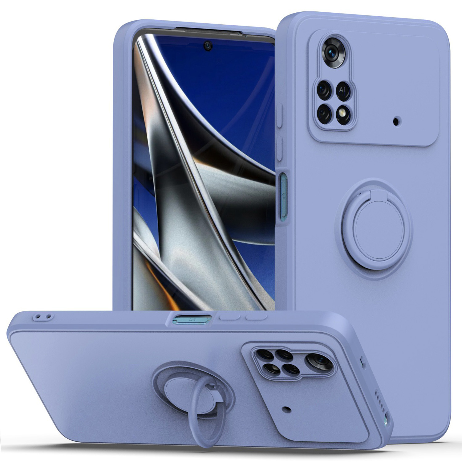 

Schutzhülle Für Xiaomi Poco M4 Pro 4G Ring Kickstand TPU -deckung Schockdes Gummierte Telefonschale - Violett, Xiaomi Poco M4 Pro 4G