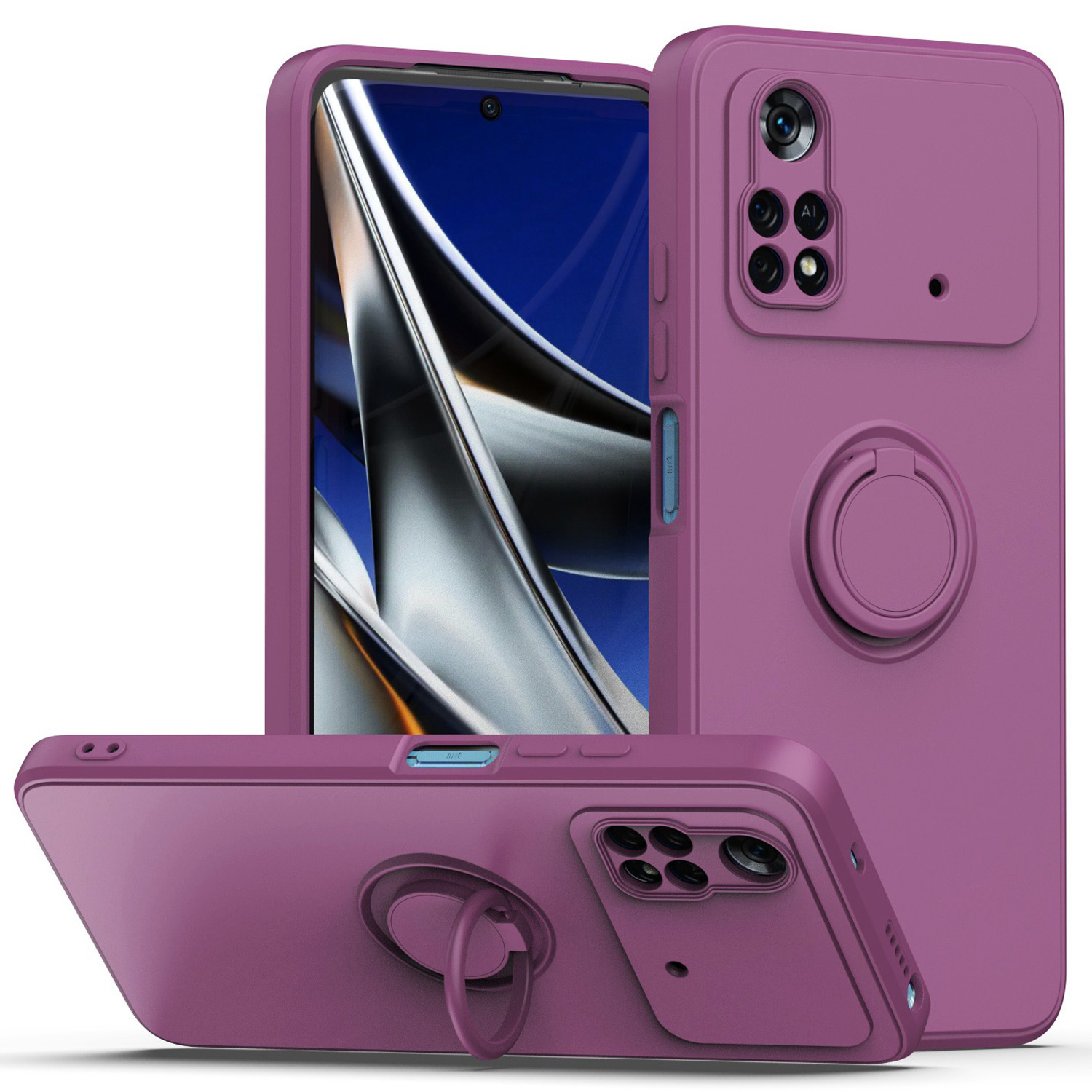 

Schutzhülle Für Xiaomi Poco M4 Pro 4G Ring Kickstand TPU -deckung Schockdes Gummierte Telefonschale - Kirschblüte Lila, Xiaomi Poco M4 Pro 4G