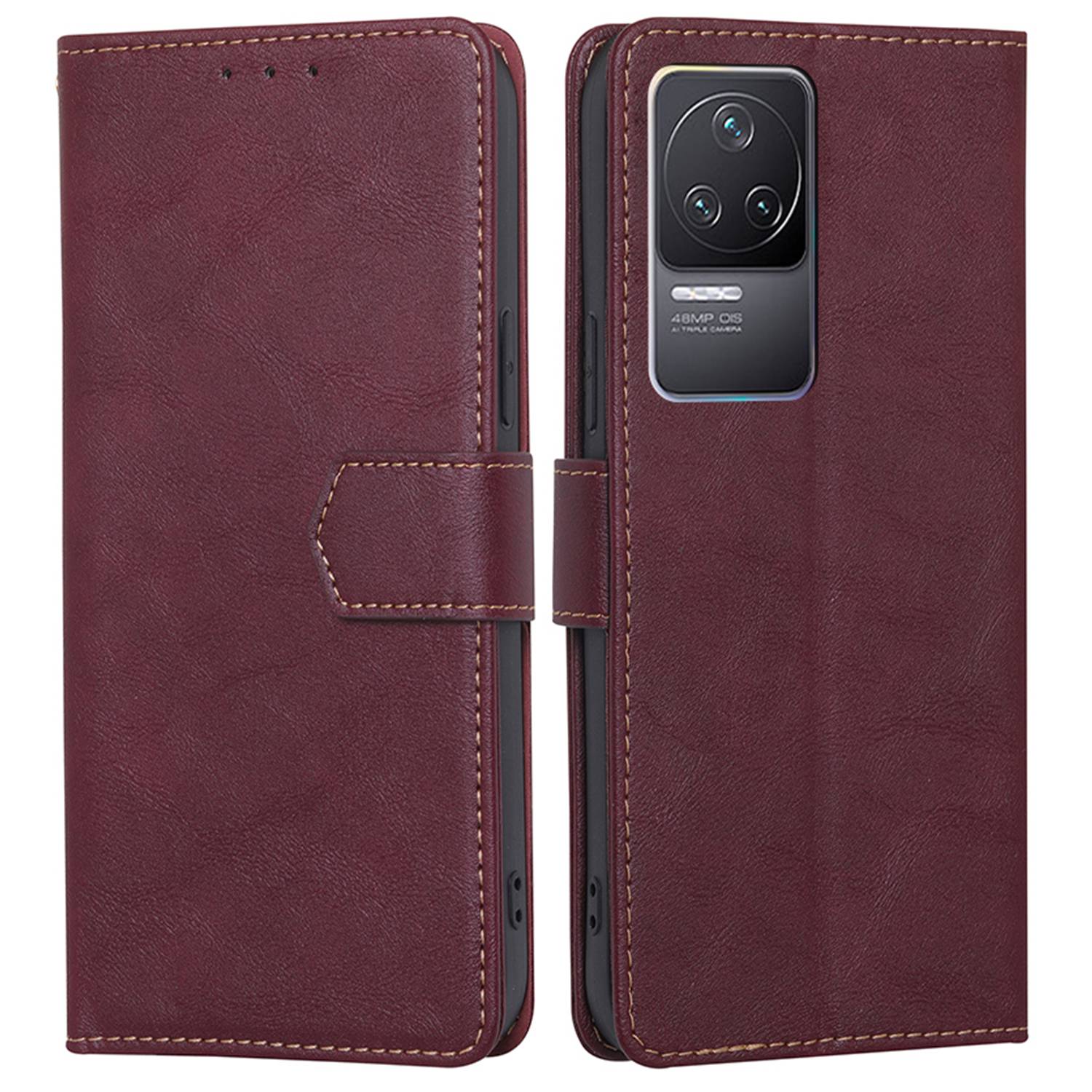 

PU Leder RFID Blockierende Wasserdicht - Weinrot, Xiaomi Redmi K50