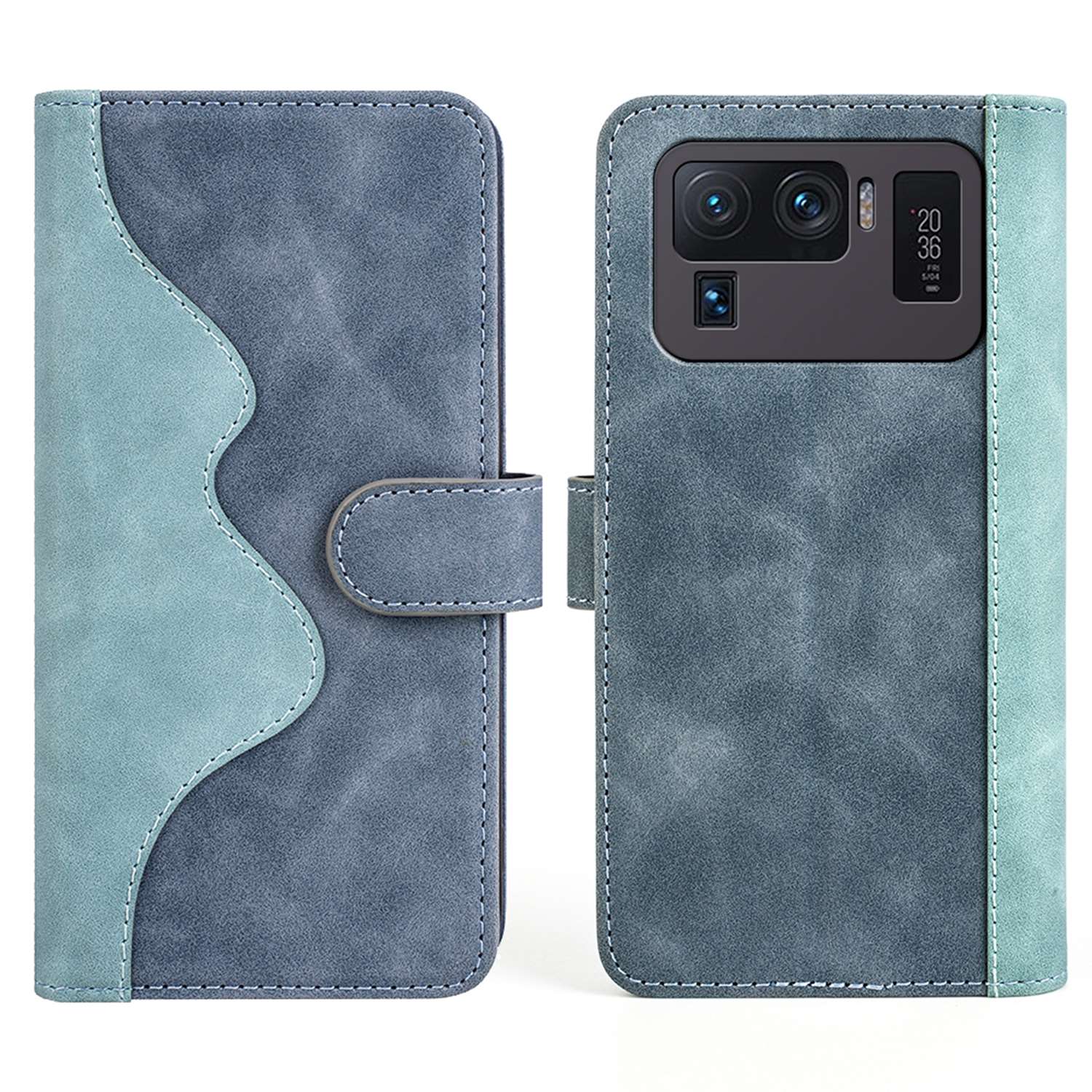 

Farbspleiß Brieftasche Ledertasche Für Xiaomi Mi 11 Ultra, Magnetic Clasp Ständer Schockdelie Telefonabdeckung - Blau, Xiaomi Mi 11 Ultra