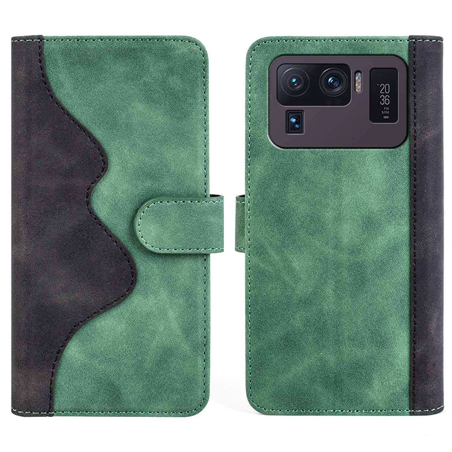 

Farbspleiß Brieftasche Ledertasche Für Xiaomi Mi 11 Ultra, Magnetic Clasp Ständer Schockdelie Telefonabdeckung - Grün, Xiaomi Mi 11 Ultra