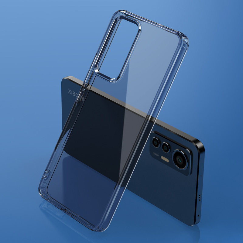 

FUKELAI Crystal Clear Series for Xiaomi 12 Lite Case Hard PC Flexible TPU Anti-Scratch Shockproof Phone Cover - Transparent Black