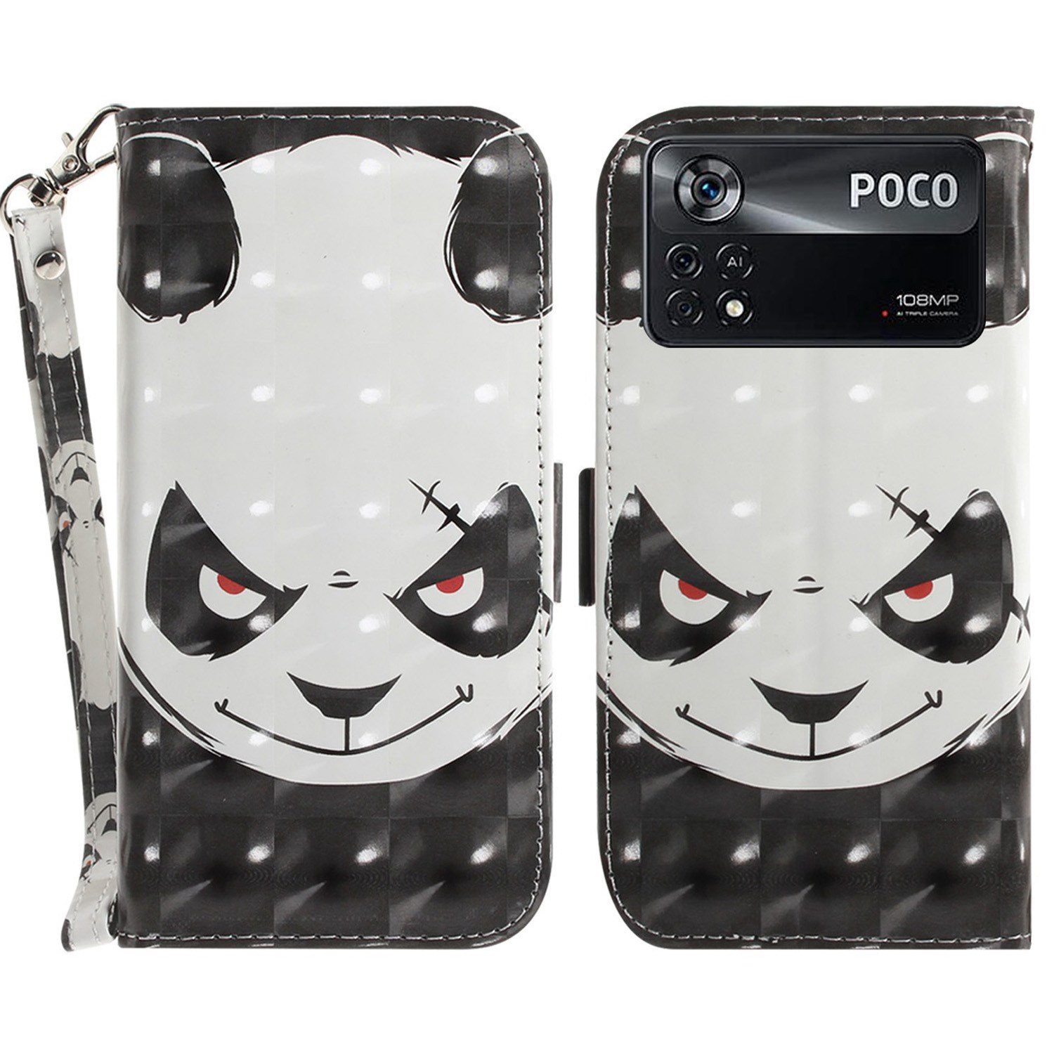 

Für Xiaomi Poco X4 Pro 5G PU Lederständer Verfügt - Wütender Panda, Xiaomi Poco X4 Pro 5G