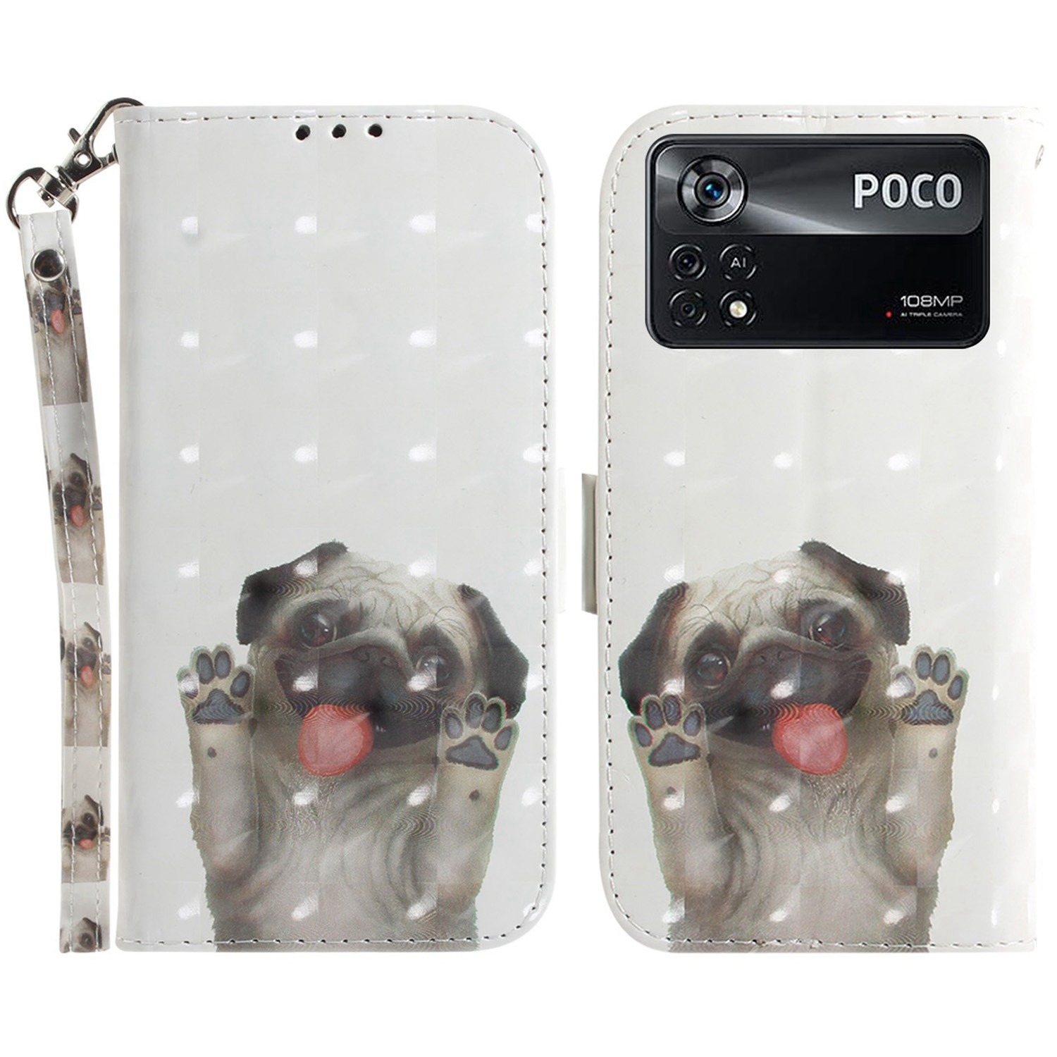 

Für Xiaomi Poco X4 Pro 5G PU Lederständer Verfügt - Mops, Xiaomi Poco X4 Pro 5G