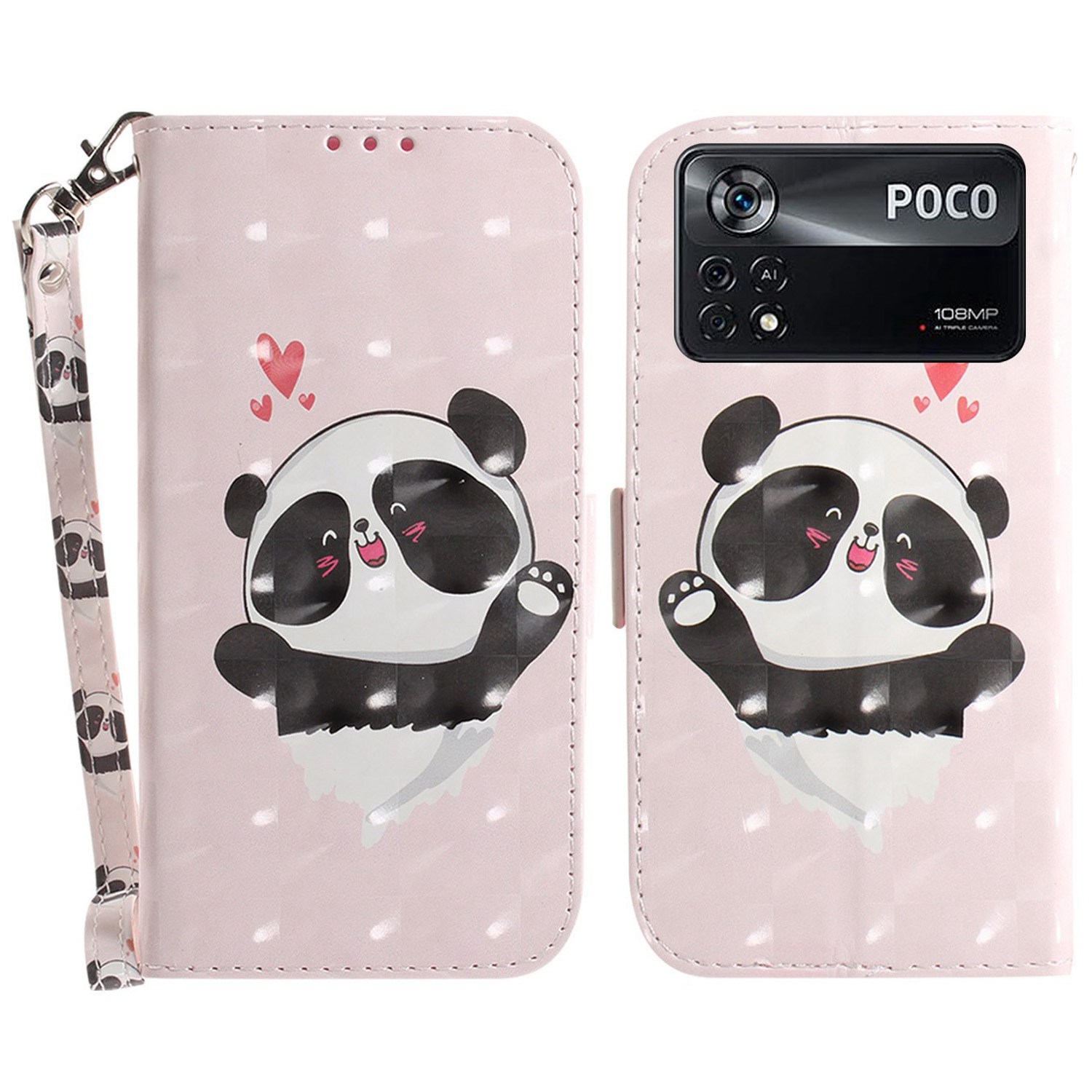 

Für Xiaomi Poco X4 Pro 5G PU Lederständer Verfügt - Liebe Panda, Xiaomi Poco X4 Pro 5G